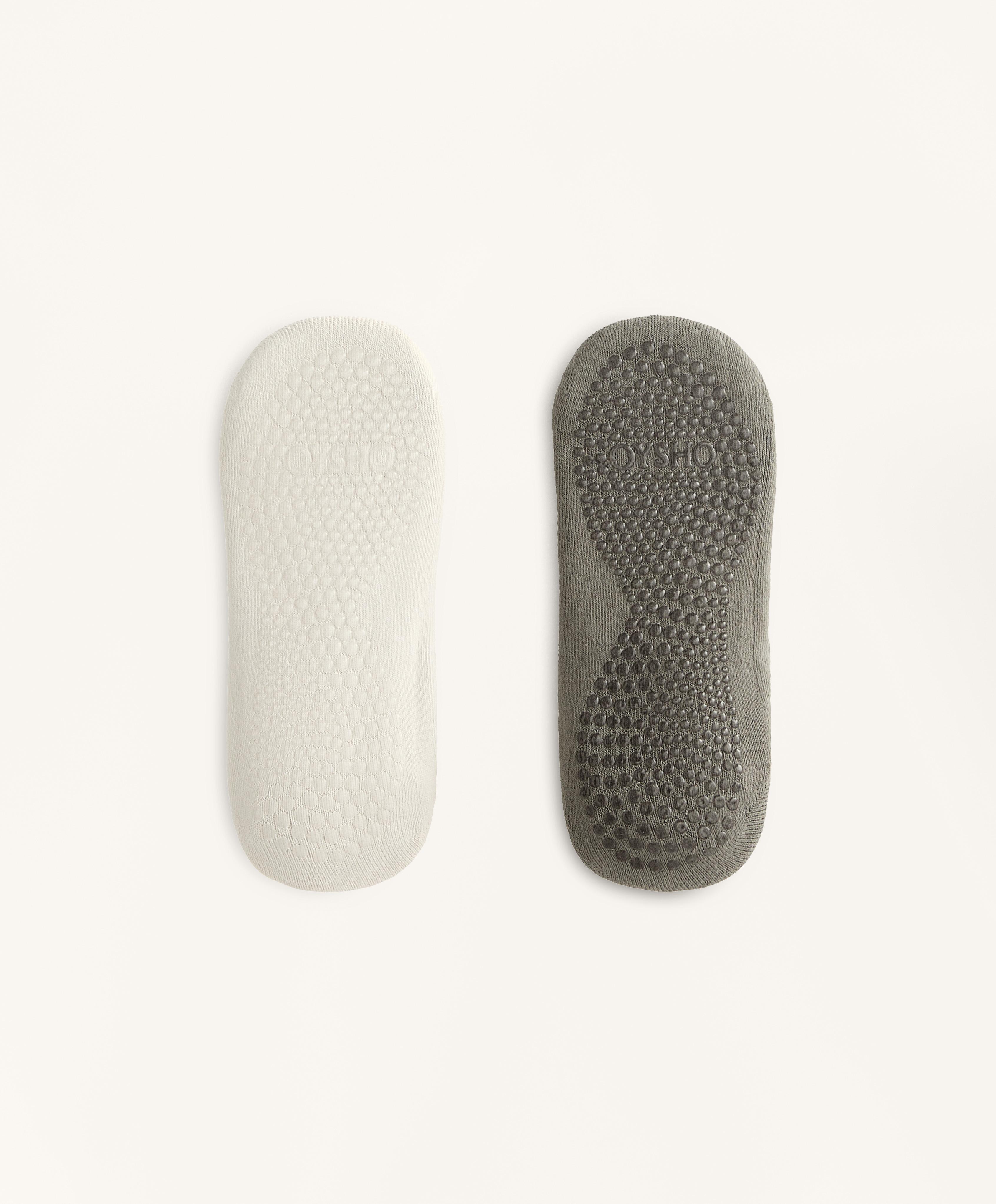 2 pares de calcetines yoga y pilates mezcla algodón cintas cruzadas acolchados