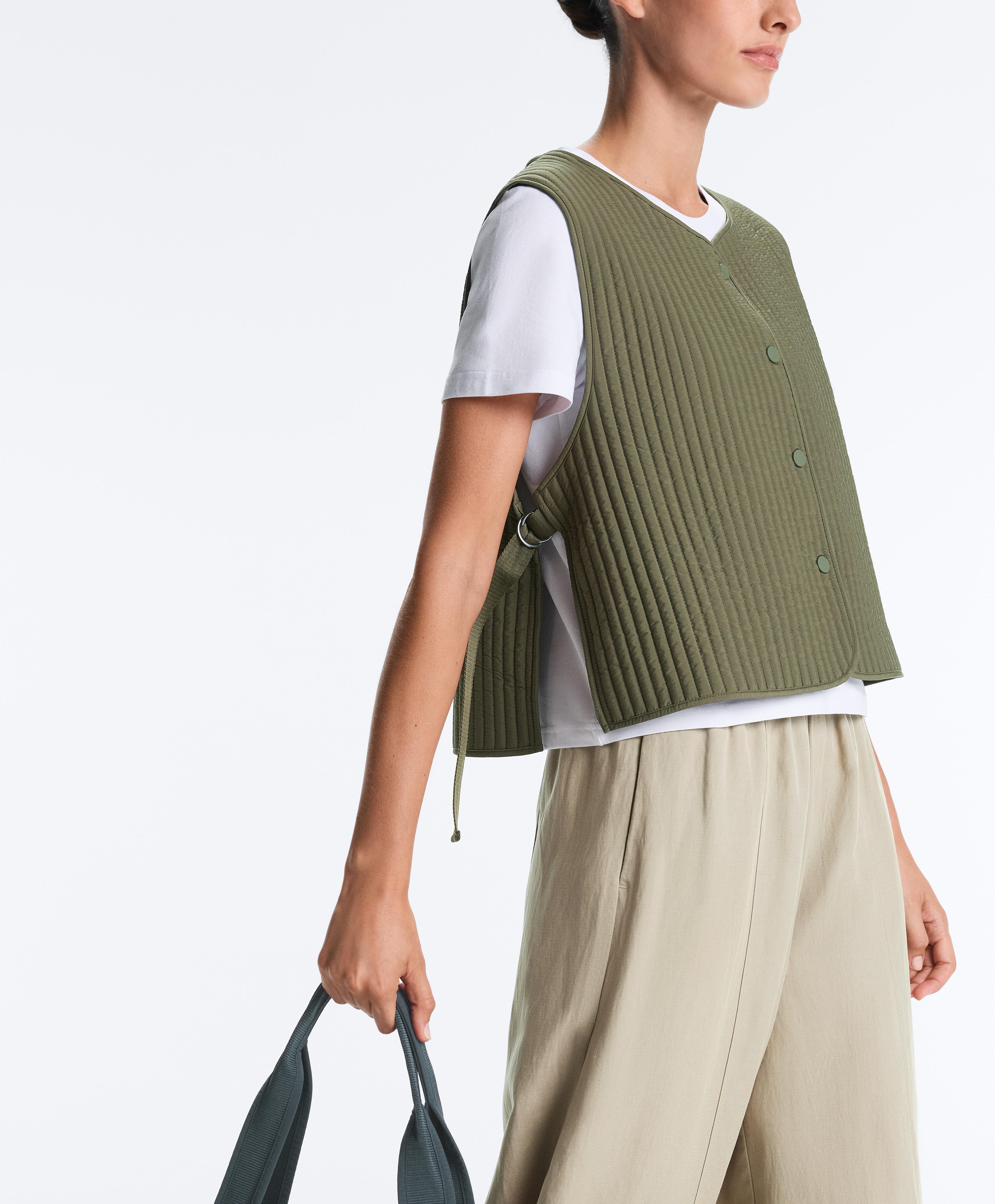 Thin padded nylon gilet — KHAKI