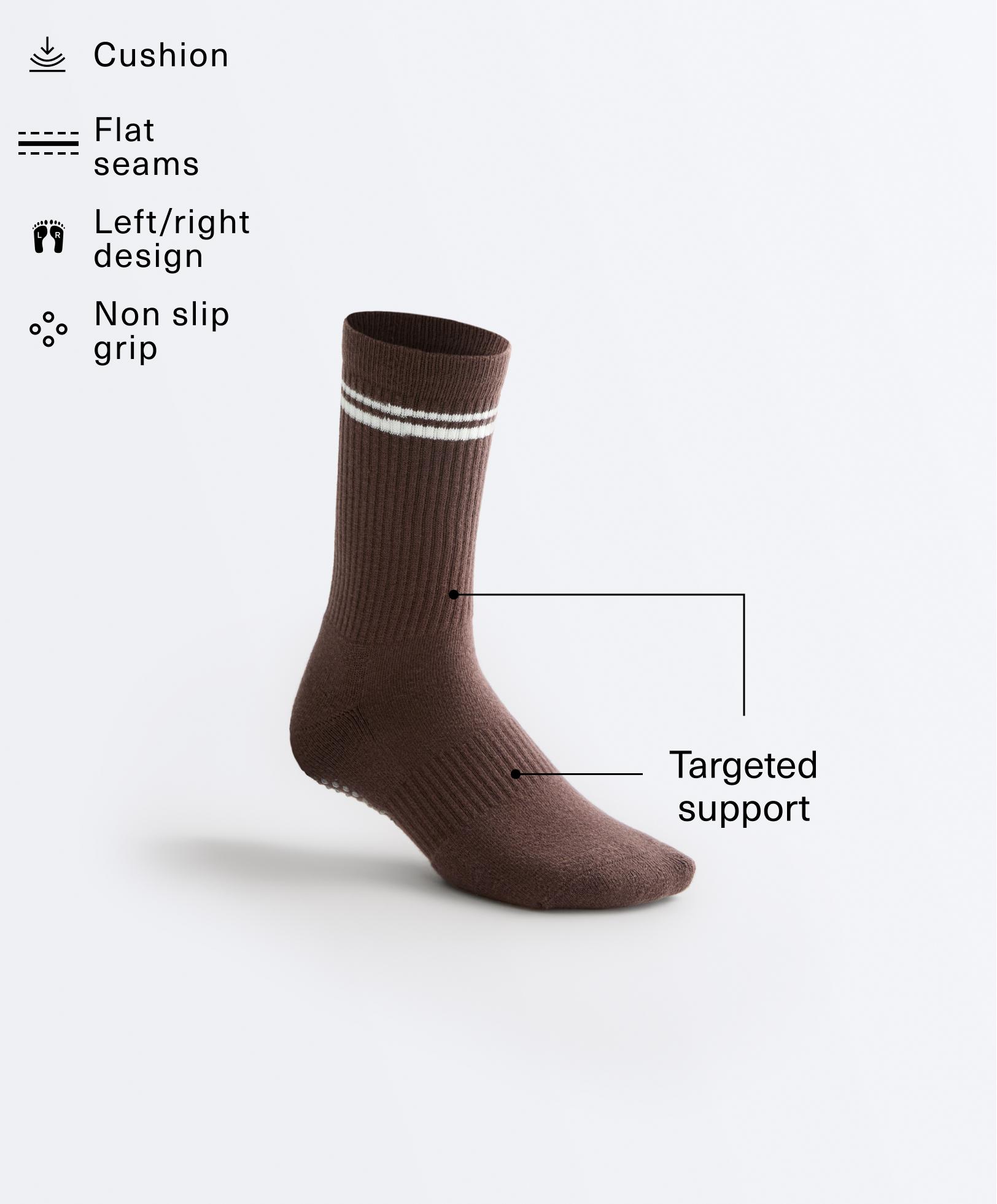 2 pairs of Classic cotton blend yoga and Pilates socks — CHOCOLATE