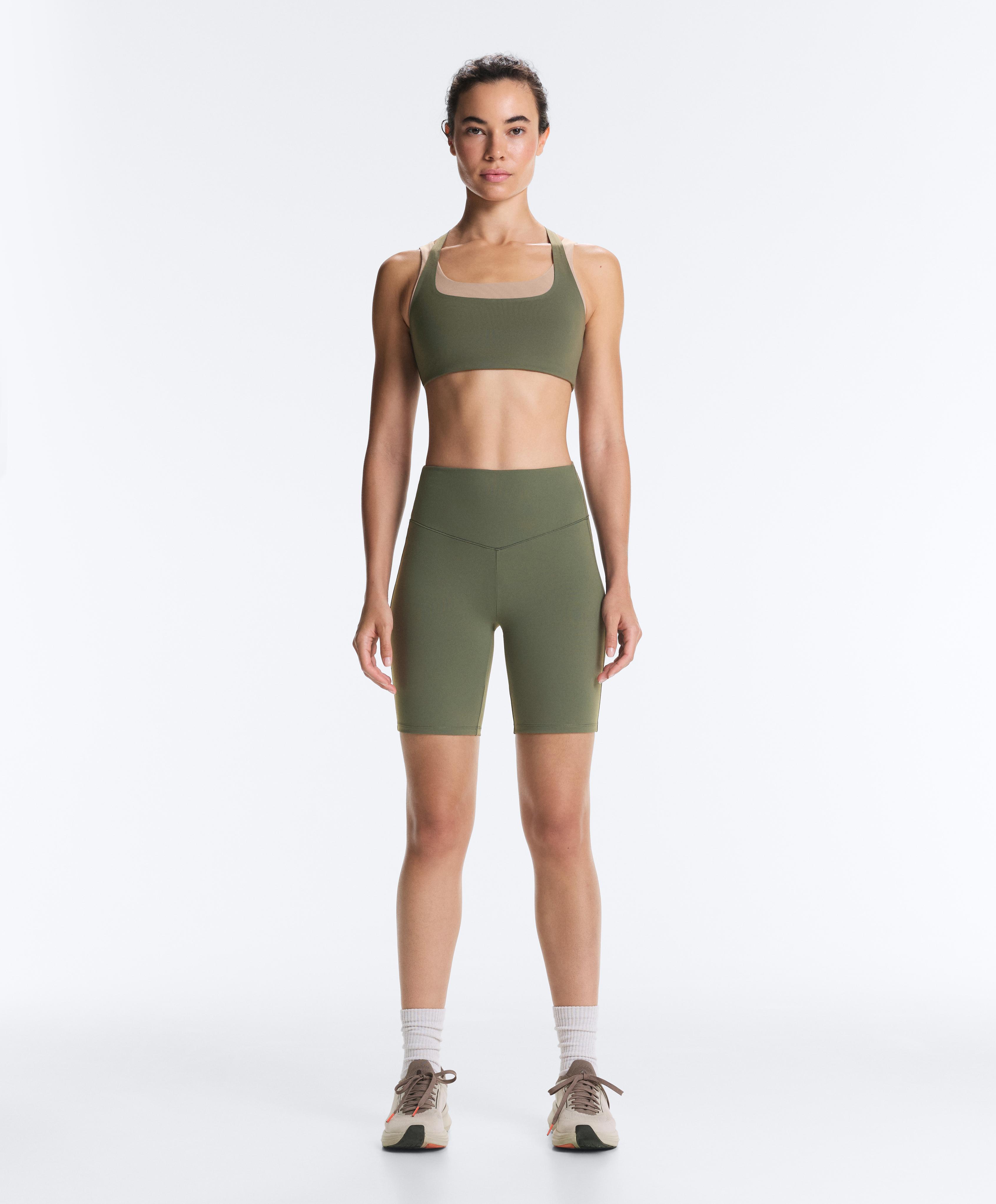 Evermove medium-support double-layer sports bra — KHAKI