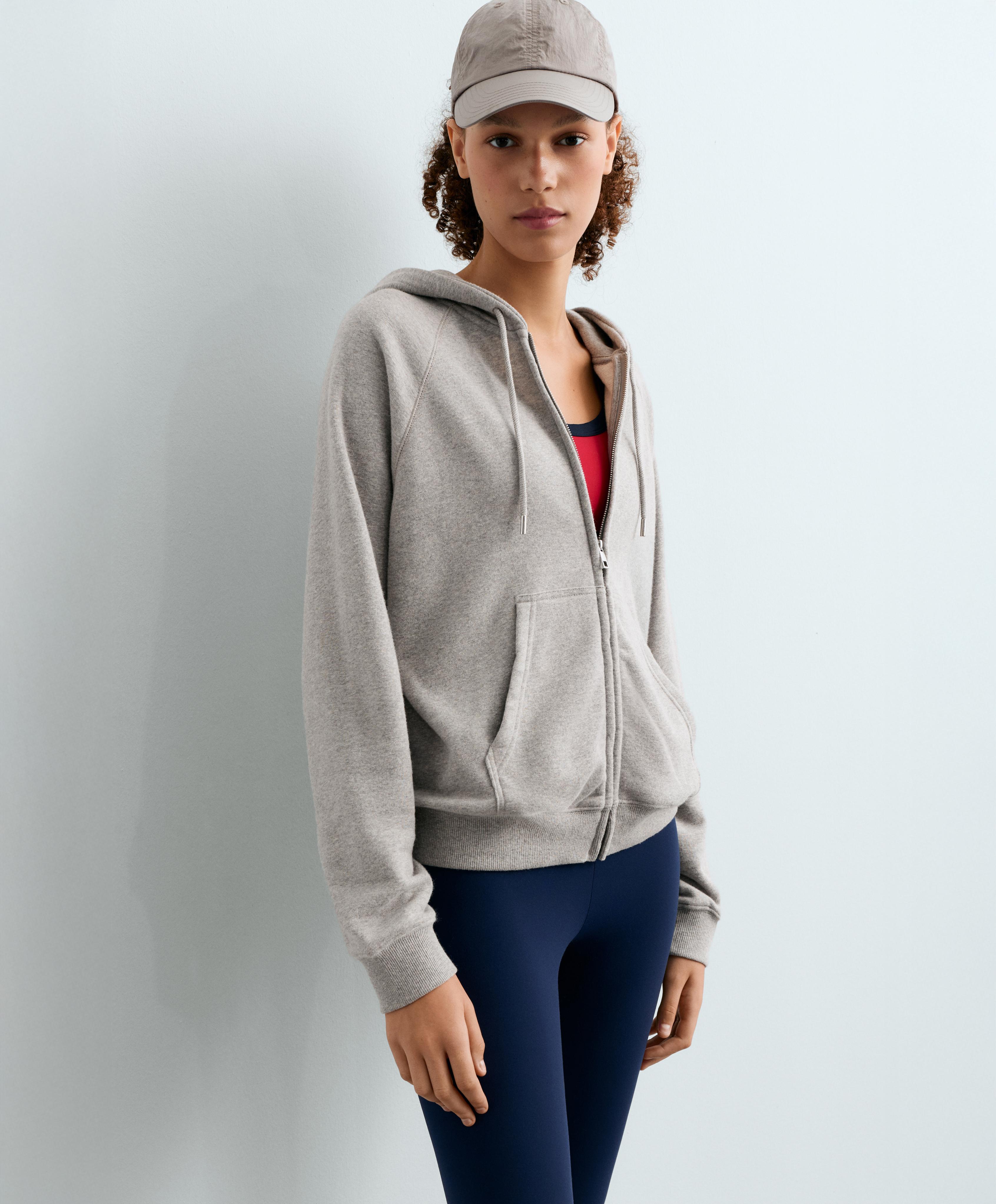 Zip-up fleece hoodie — MID-GREY MELANGE