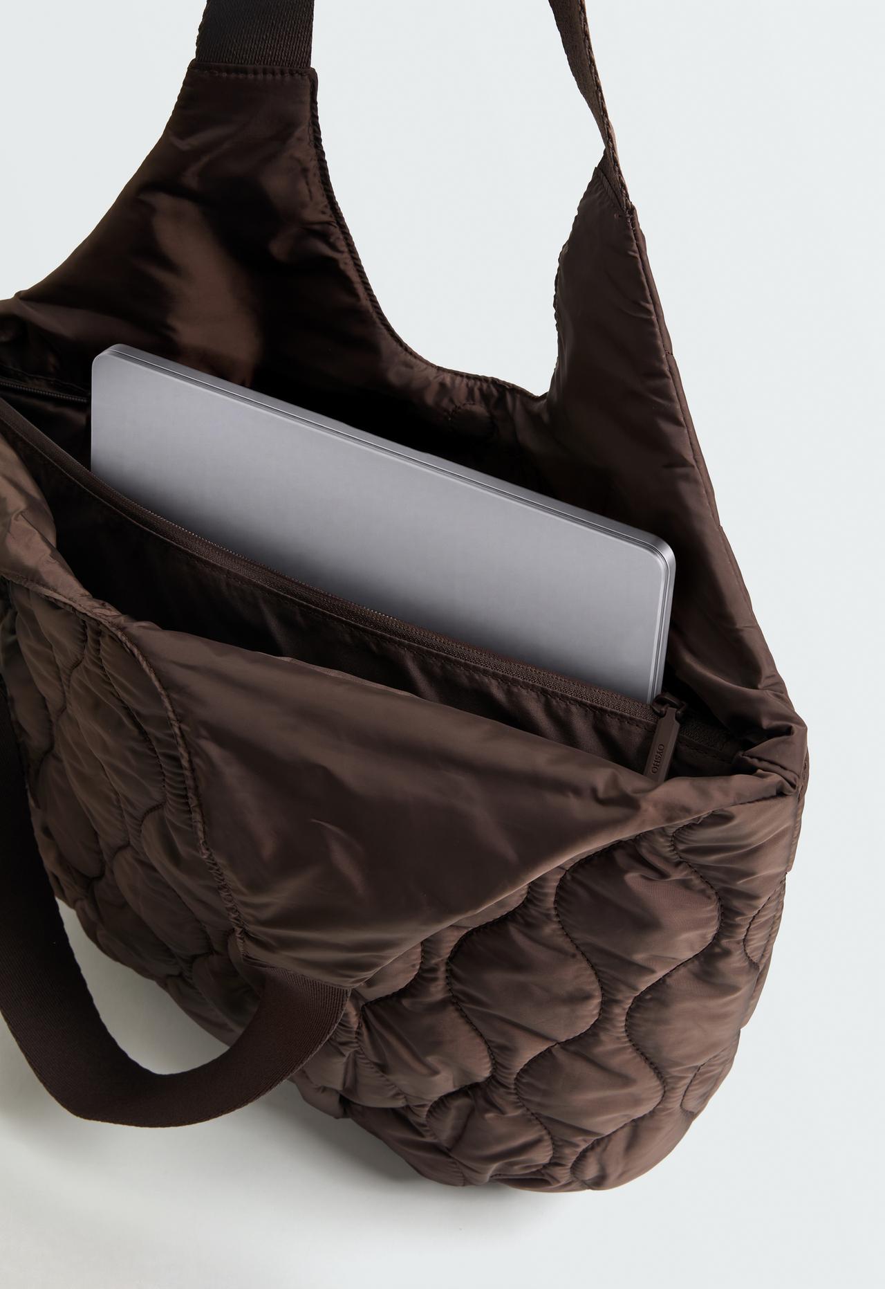 Quilted shopper bag — BROWN