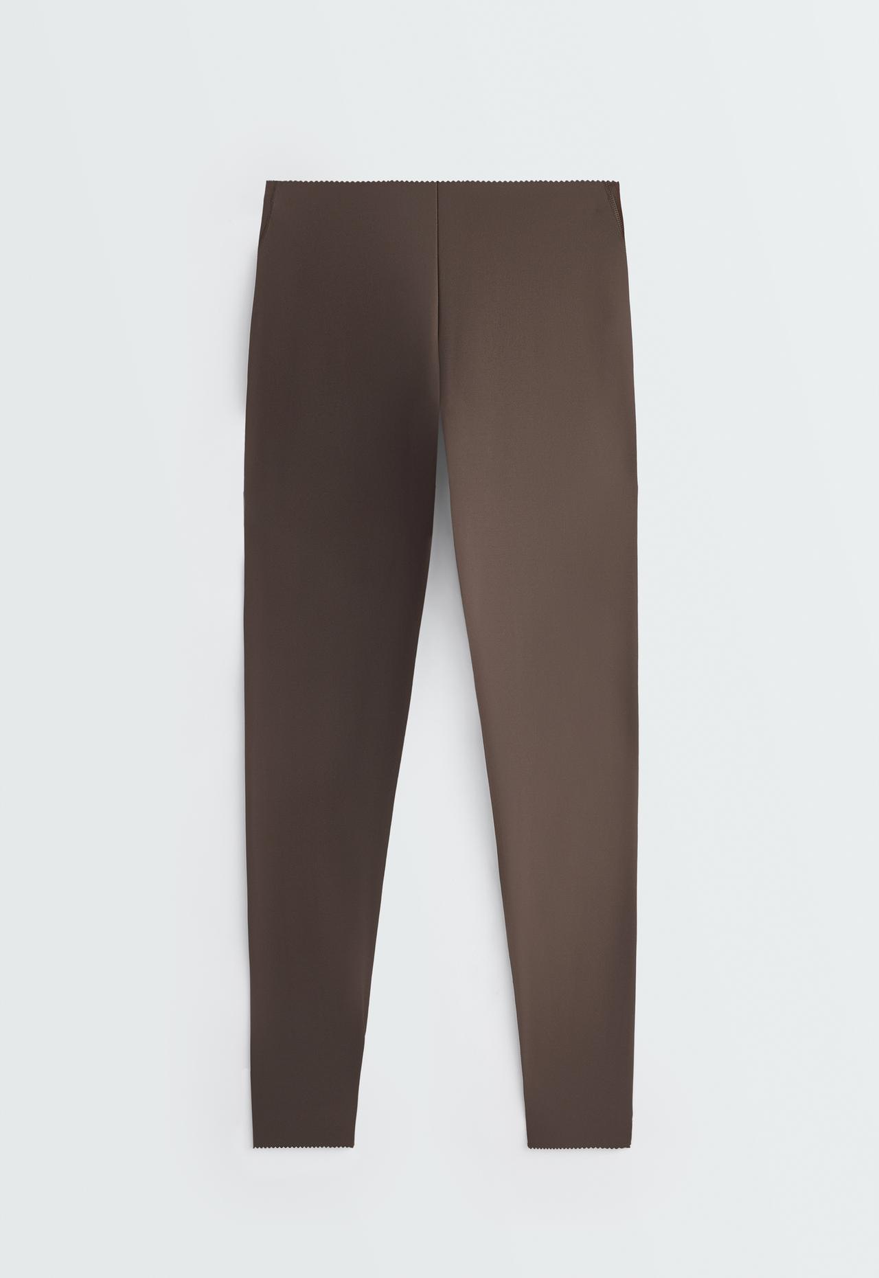 Ankle-length high rise Compressive core control leggings — BROWN