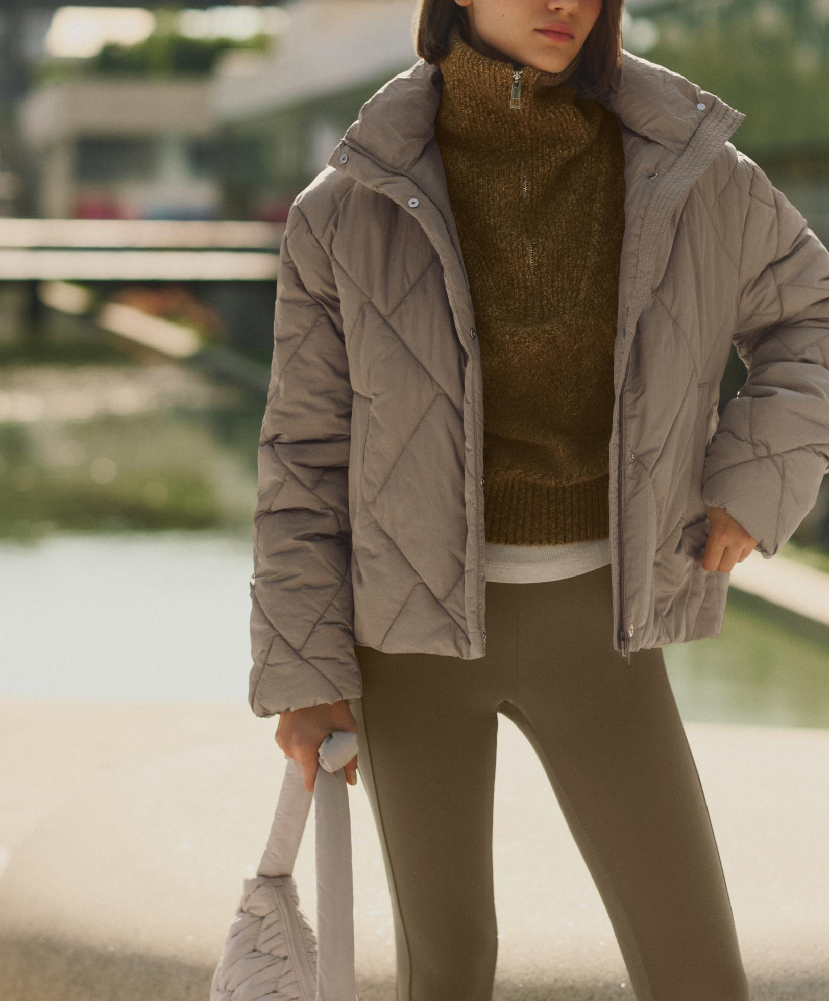 Half-zip mixed knit jumper