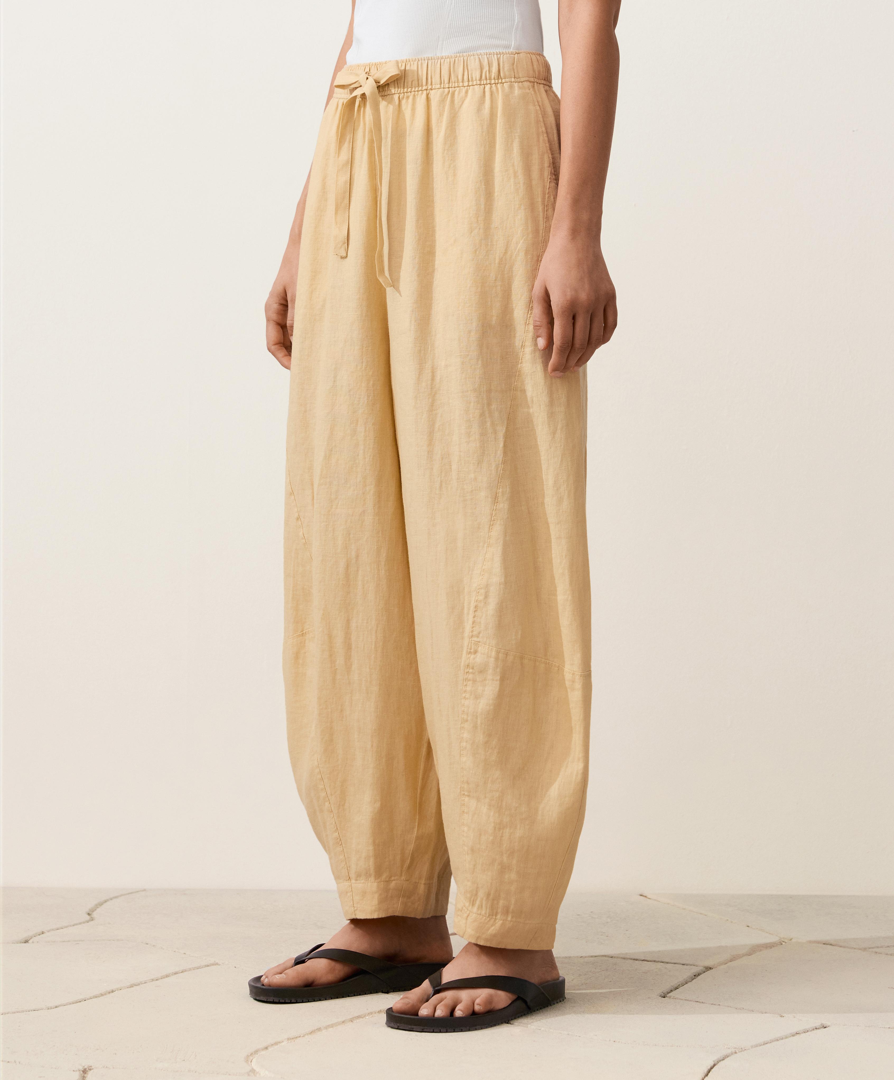 100% linen balloon trousers — WASHED YELLOW
