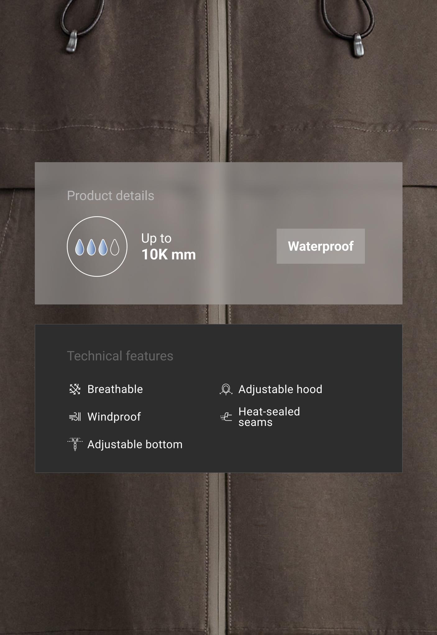 Kurze technische 10k wasserdichte Canvas-Jacke