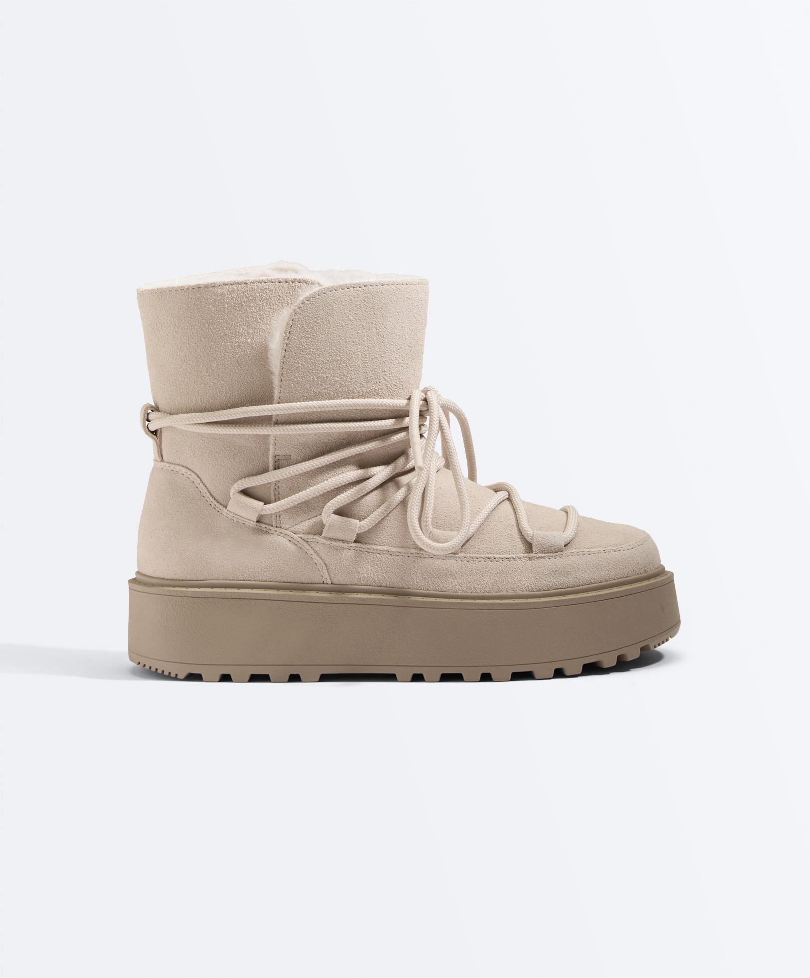 Split-leather platform boots with flap - Sale
