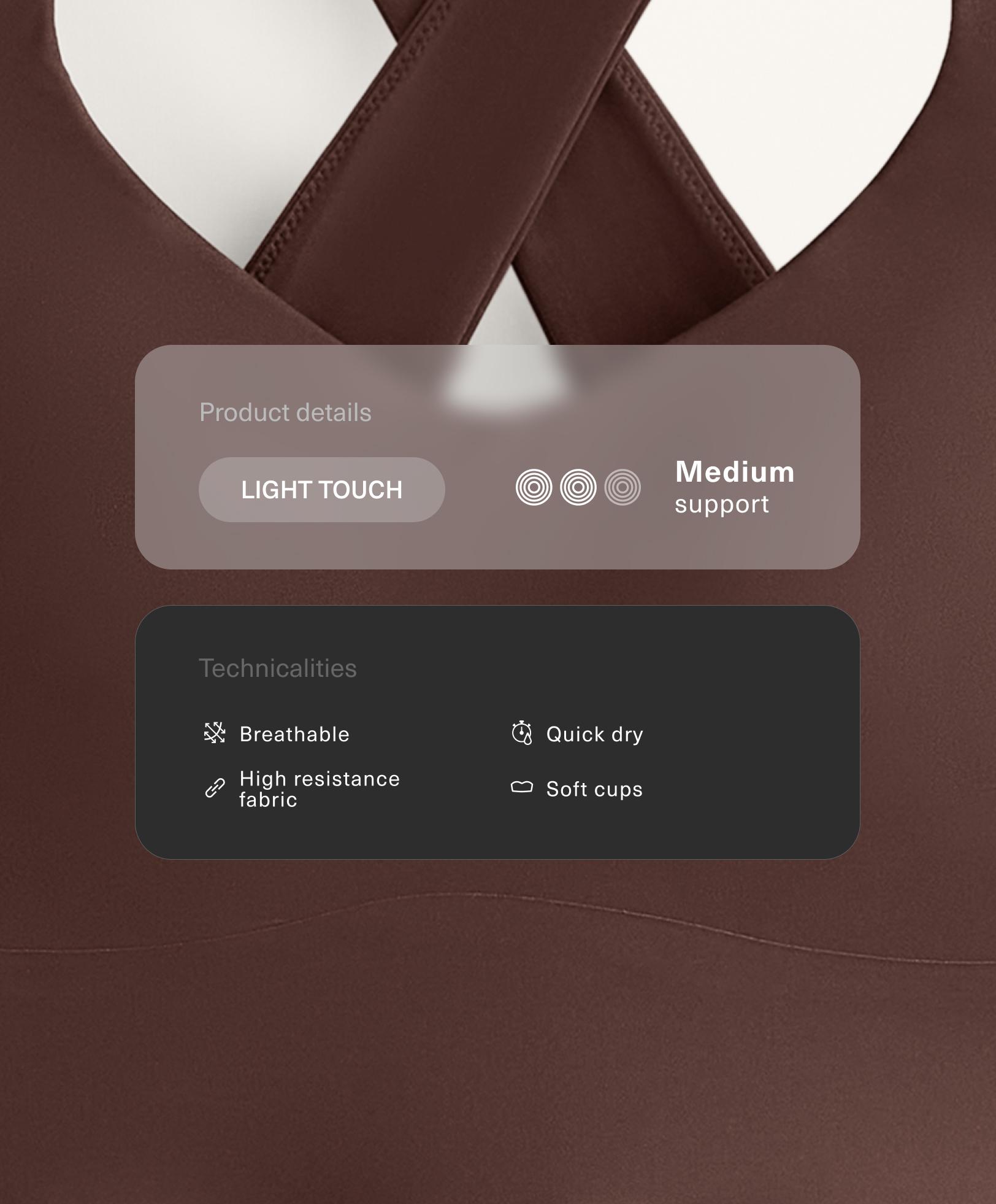 Light Touch beha met gekruiste rug en gemiddeld ondersteuningsniveau Light Touch beha met gekruiste rug en gemiddeld ondersteuningsniveau