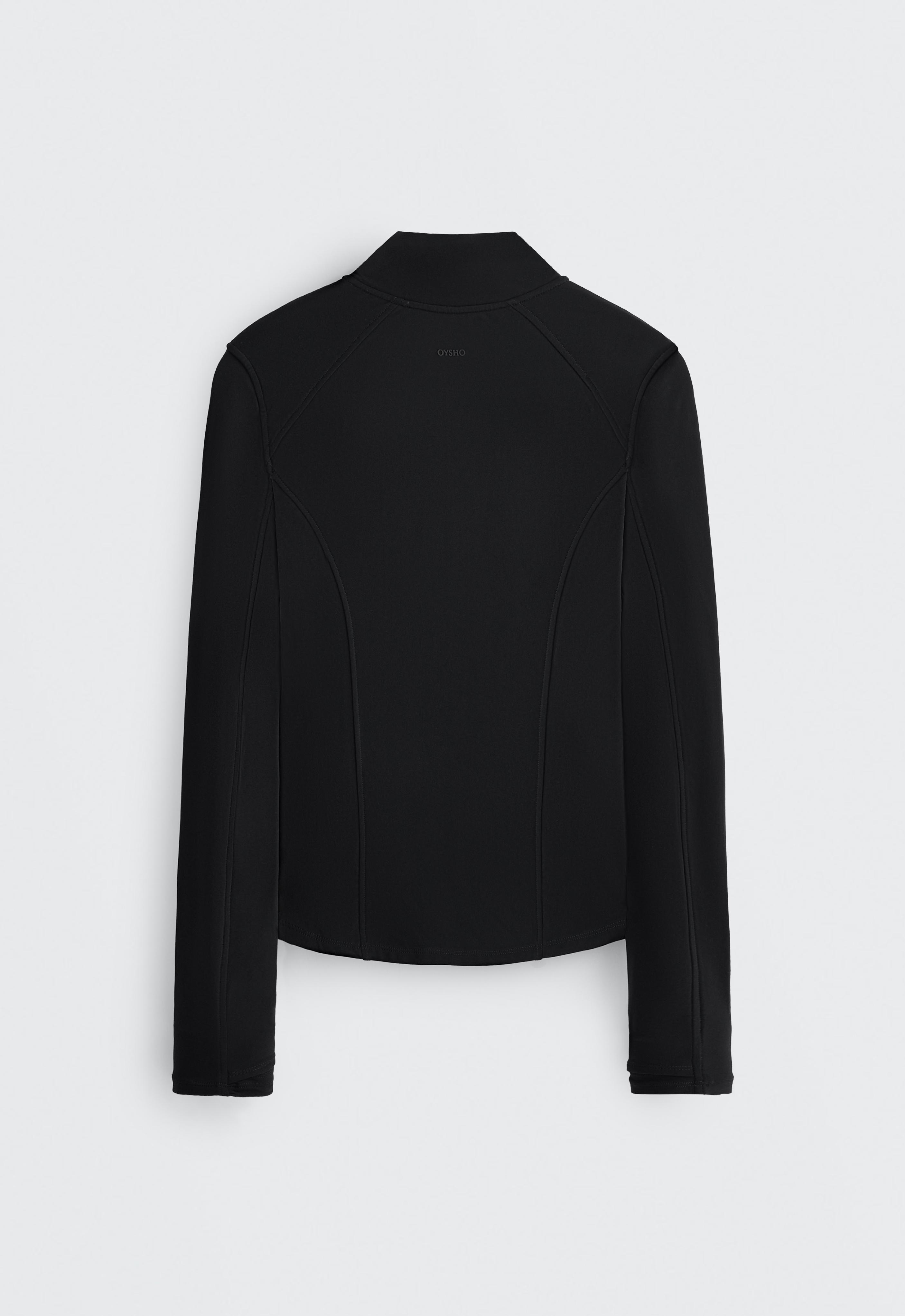 Long light warm technical jacket — BLACK