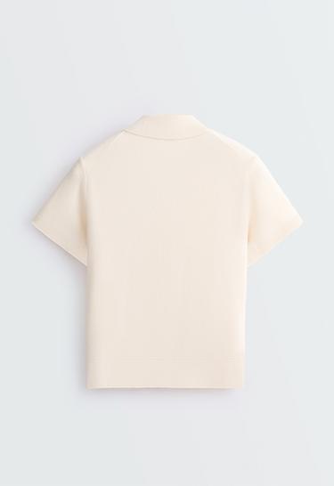 Short-sleeved button knit polo shirt — ECRU 6
