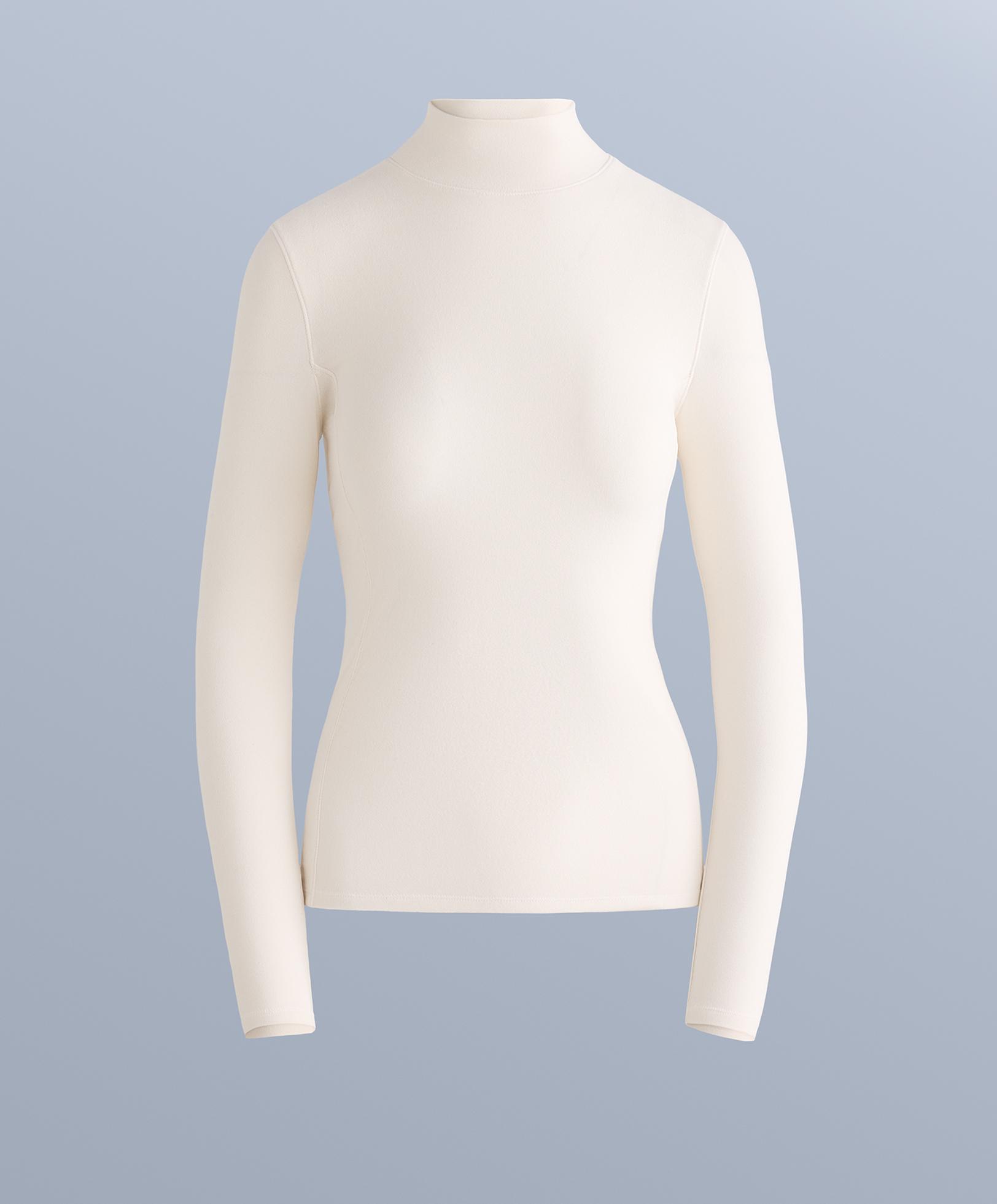 High-neck thermal base layer fleece top — PALE ECRU