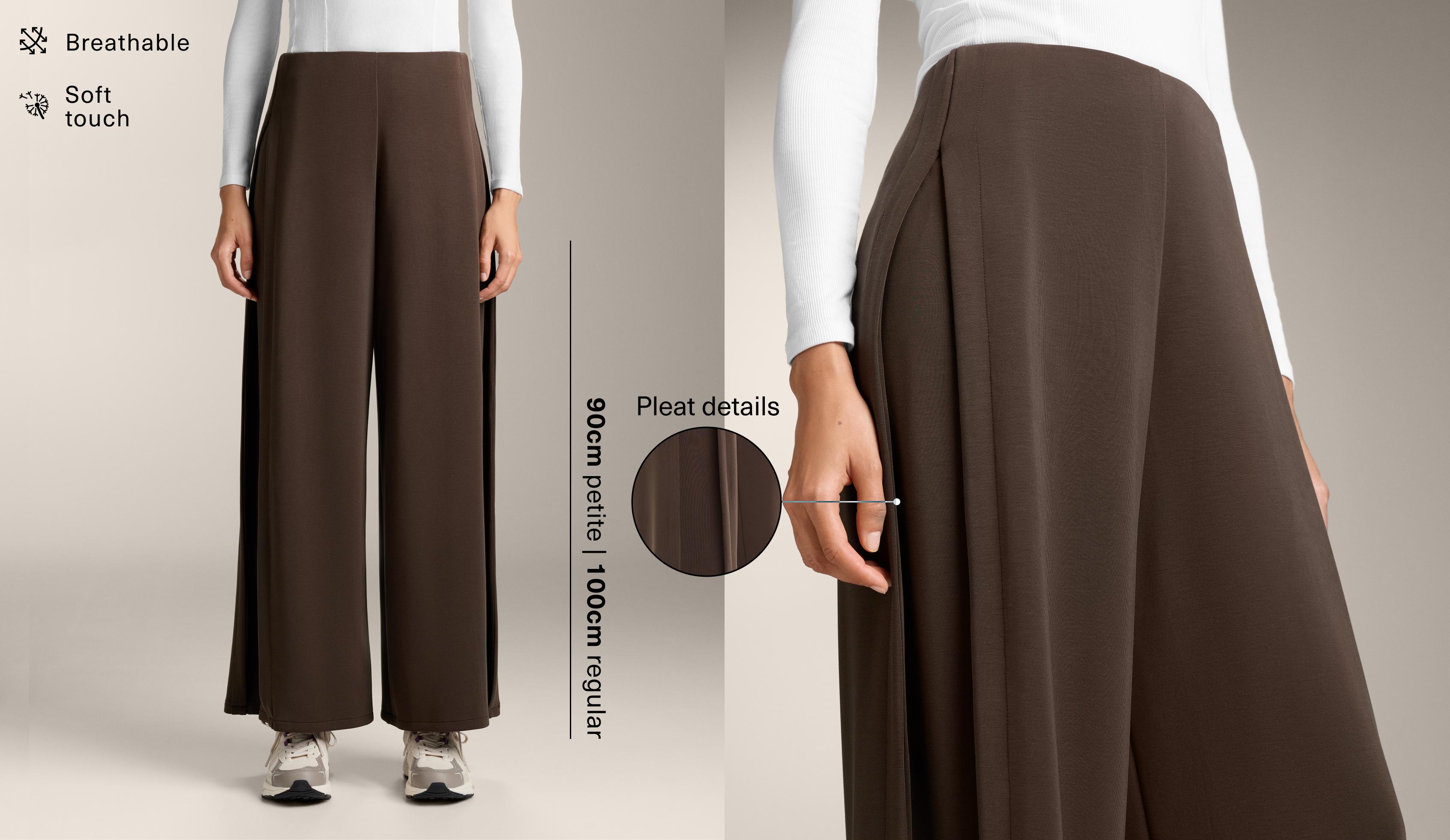 Soft touch wide-leg trousers with modal and side pleat