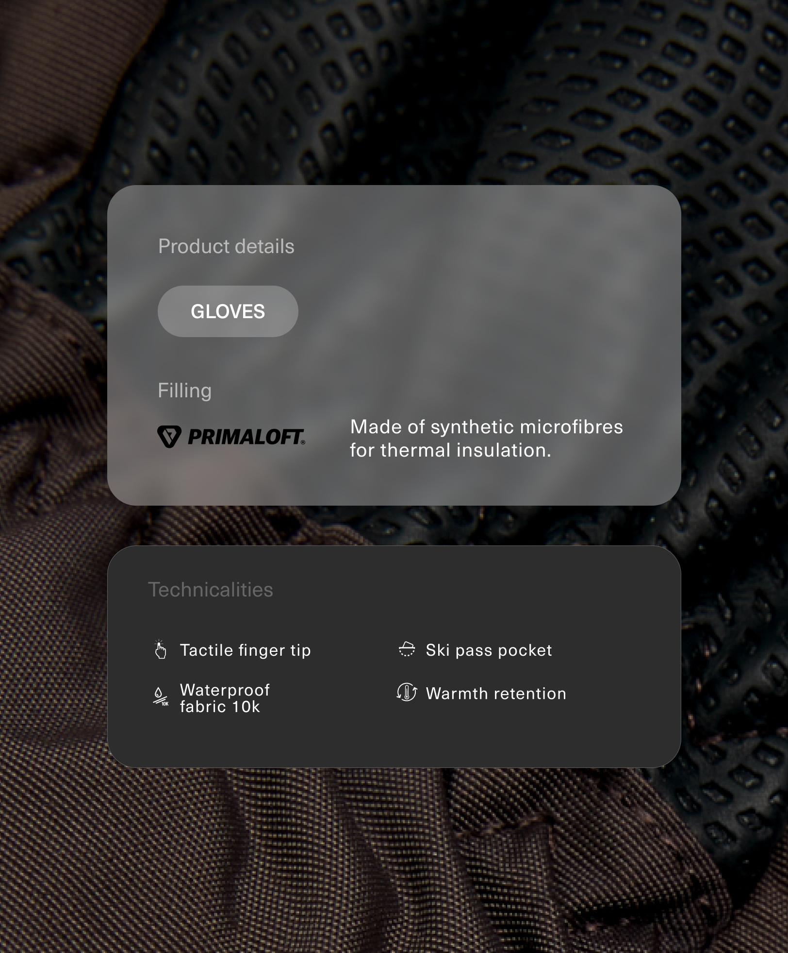 Технические перчатки SKI Primaloft®