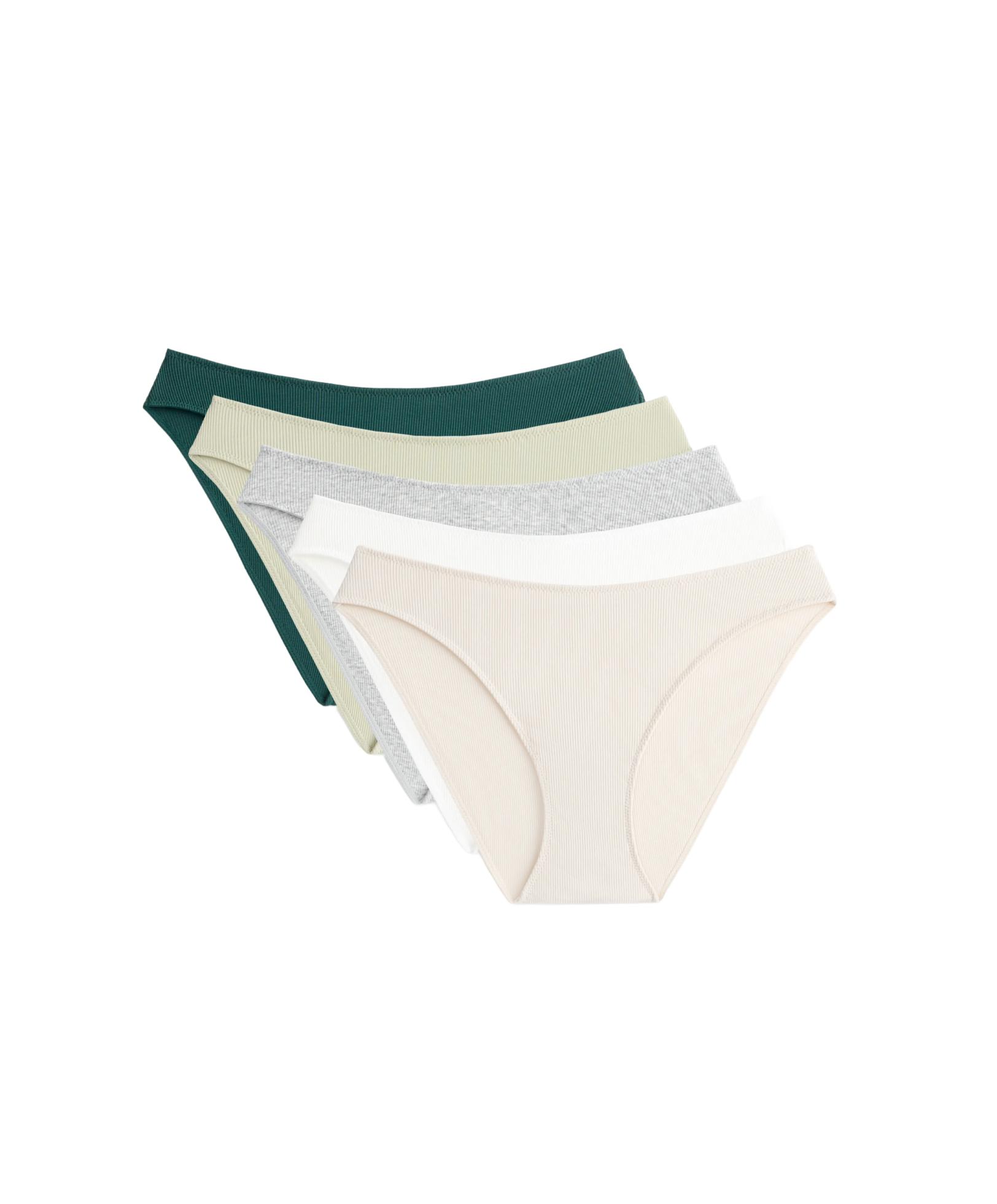 5 cotton rib U-cut classic briefs — MID KHAKI