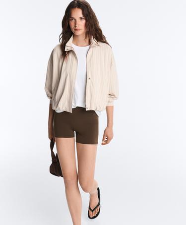 Striped jacket with puffed hem — SANDY           5