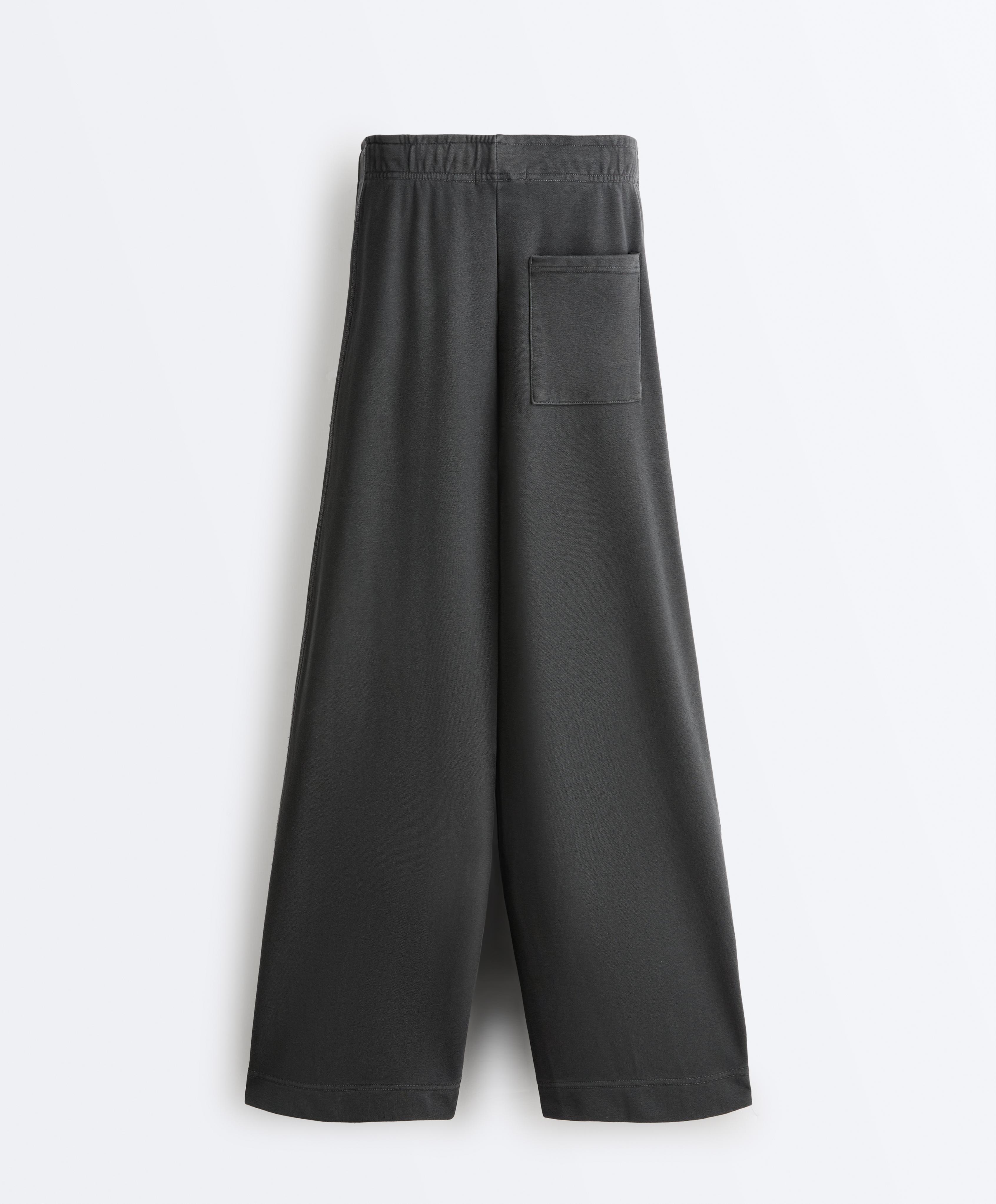 Fleece cotton blend straight-leg trousers — DARK ANTHRACITE