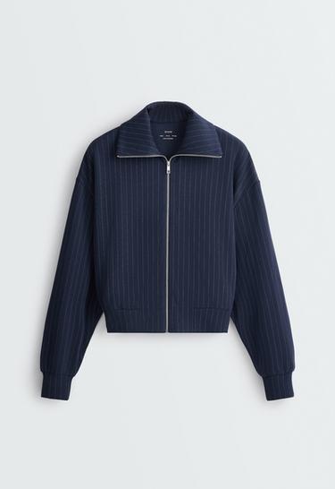 Modal pinstripe boxy jacket — NAVY BLUE 6