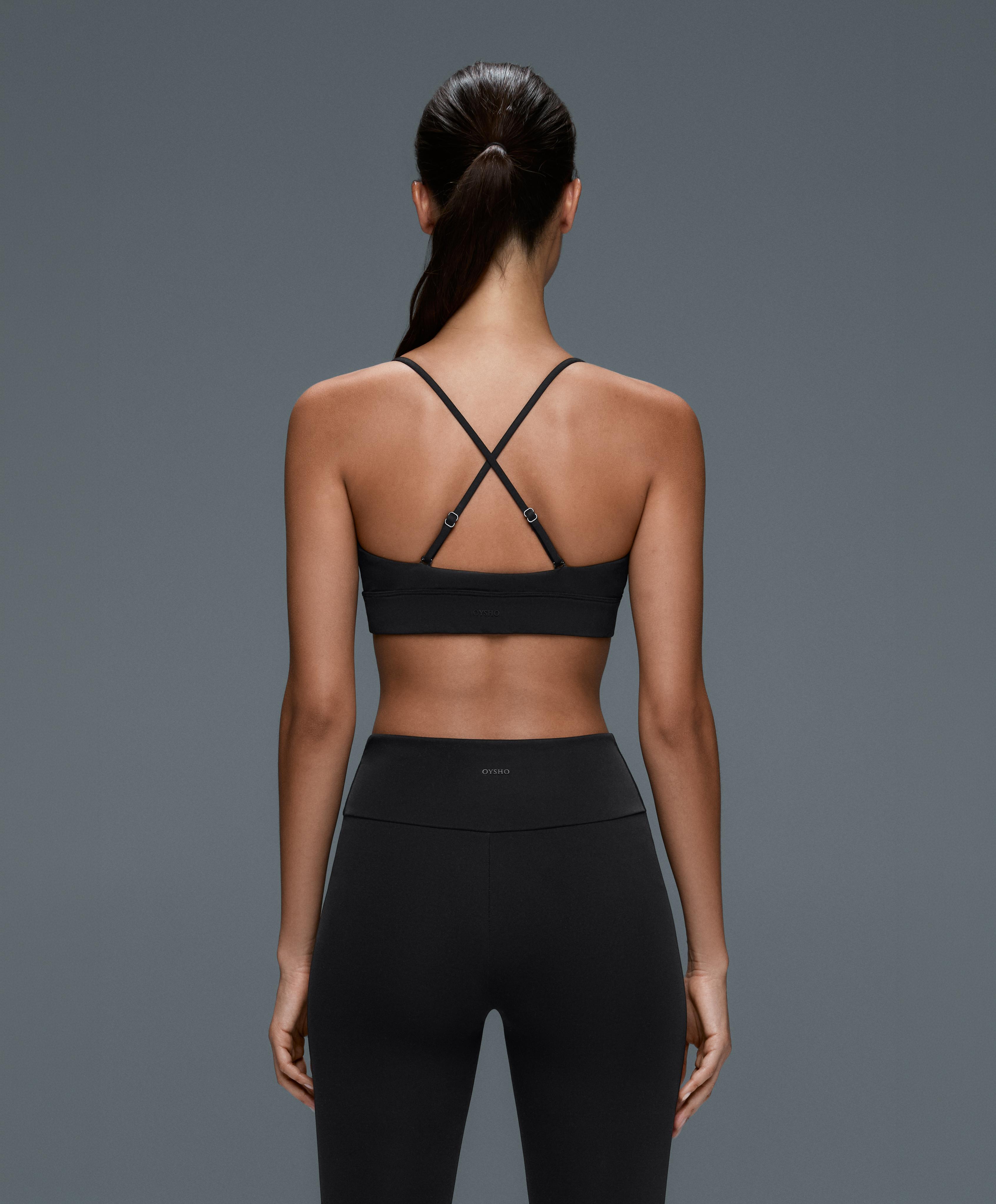 Low-support Comfortlux triangle sports bra — BLACK