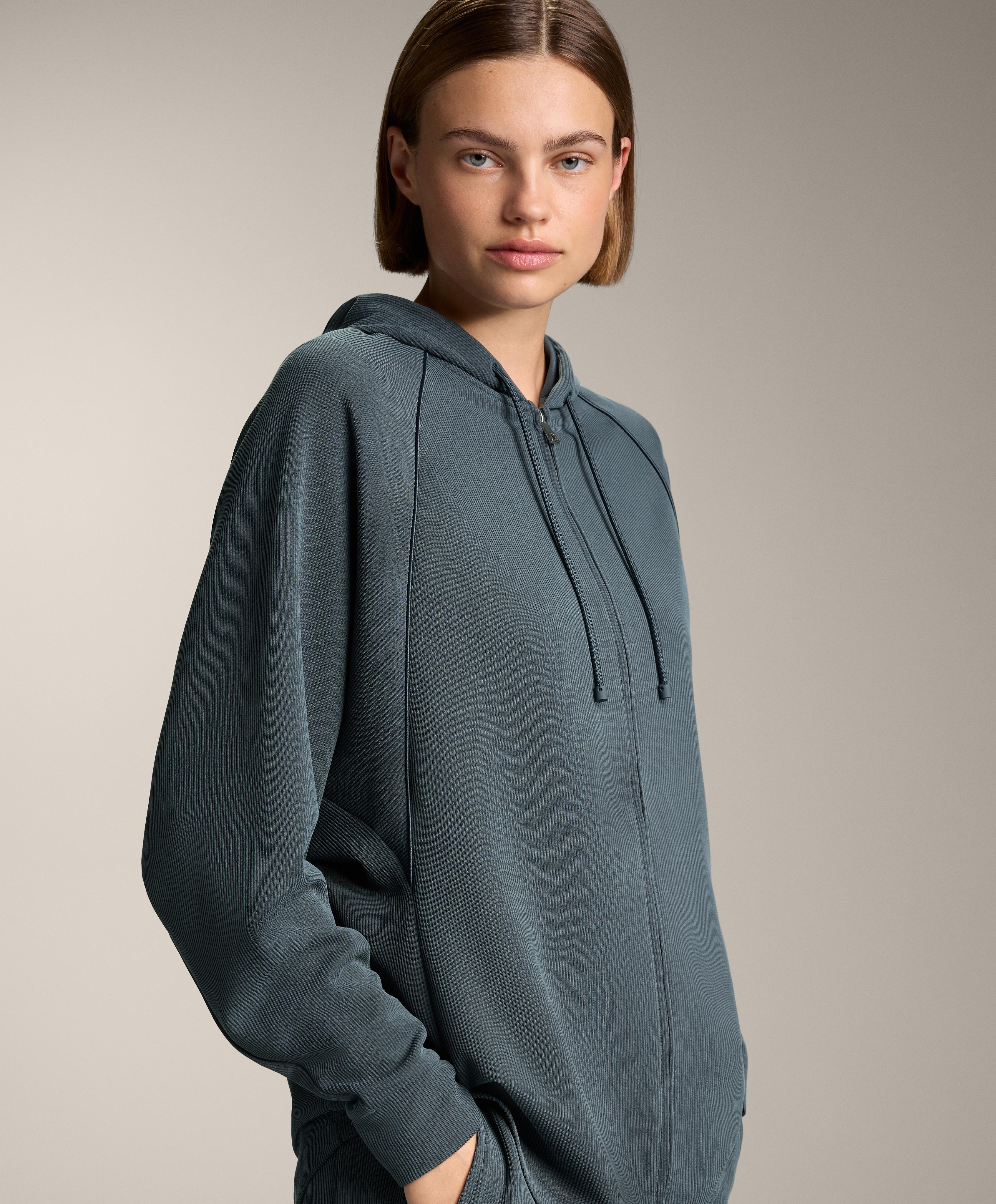 Rib hooded jacket with 29% modal - Sale Rib hooded jacket with 29% modal - Sale