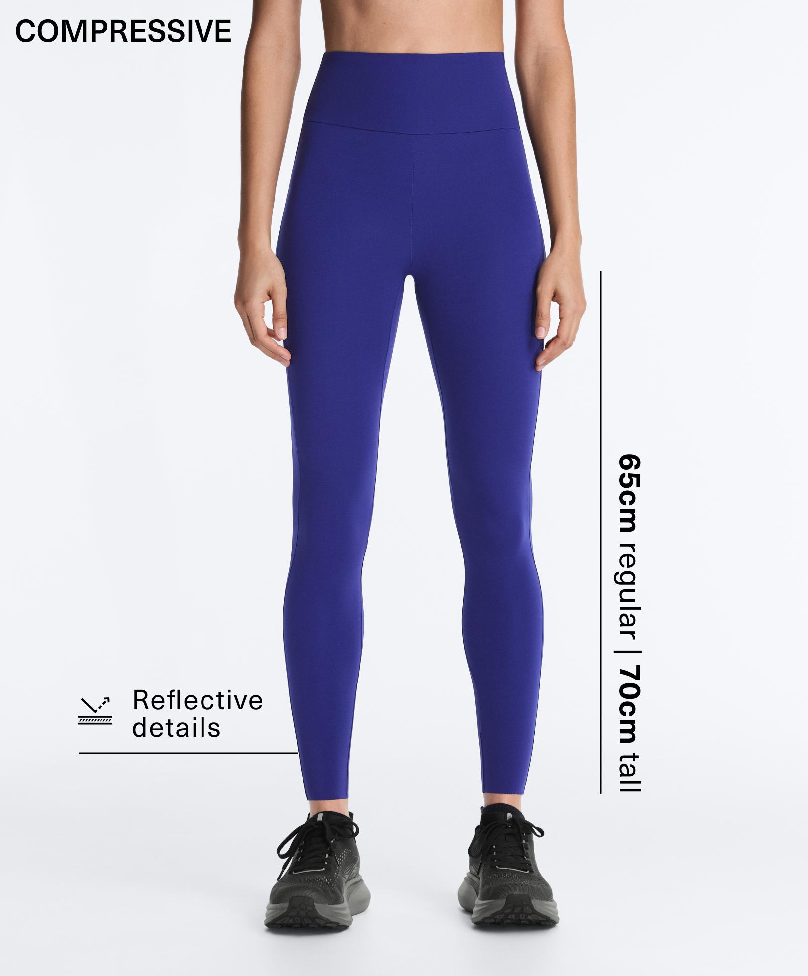 High rise Compressive reflective ankle-length leggings High rise Compressive reflective ankle-length leggings
