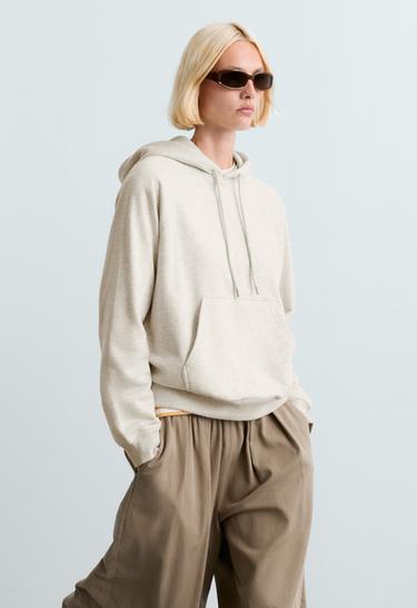 Cotton-blend fleece hoodie — OATMEAL 2