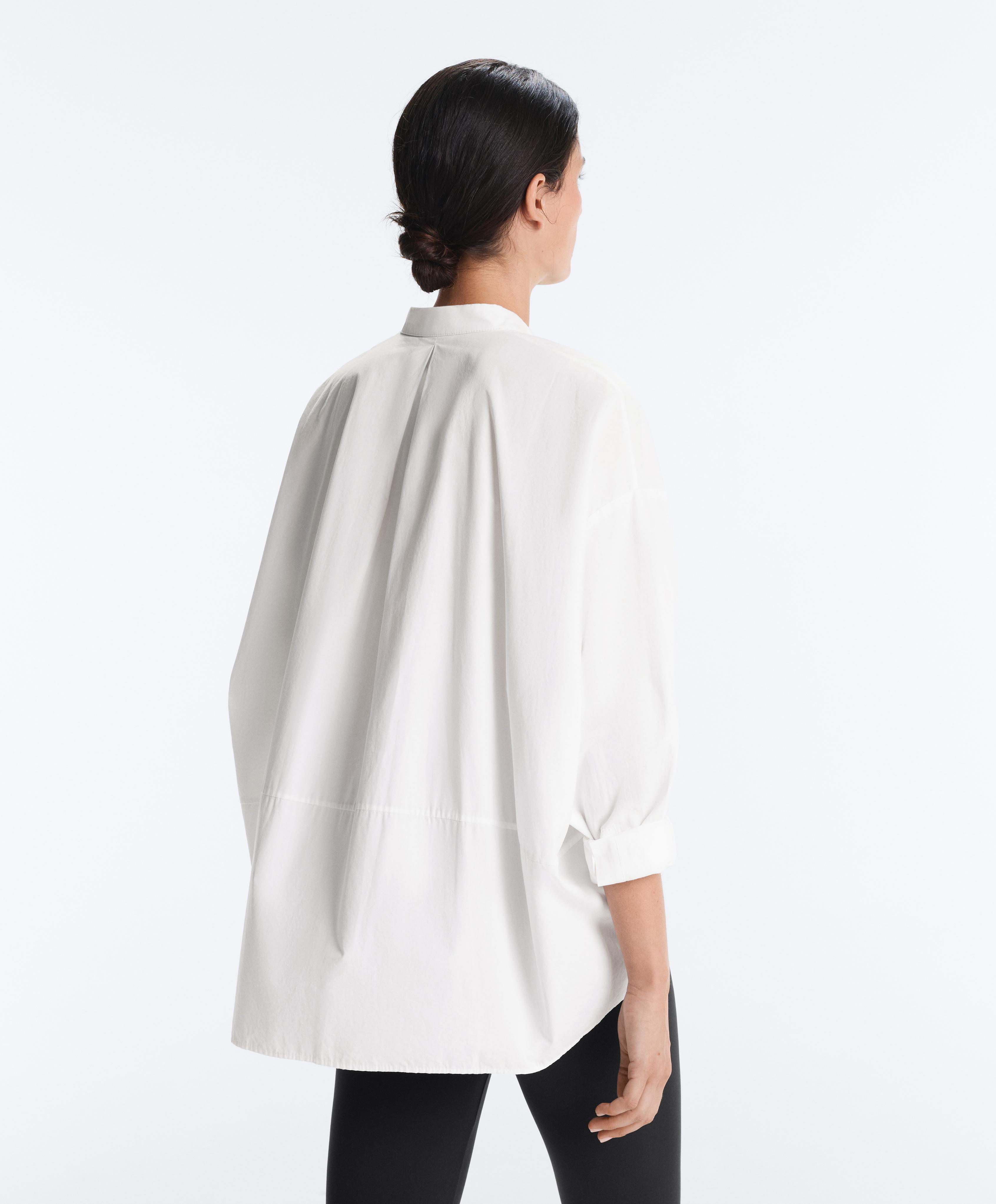 100% cotton stand-up collar shirt — WHITE