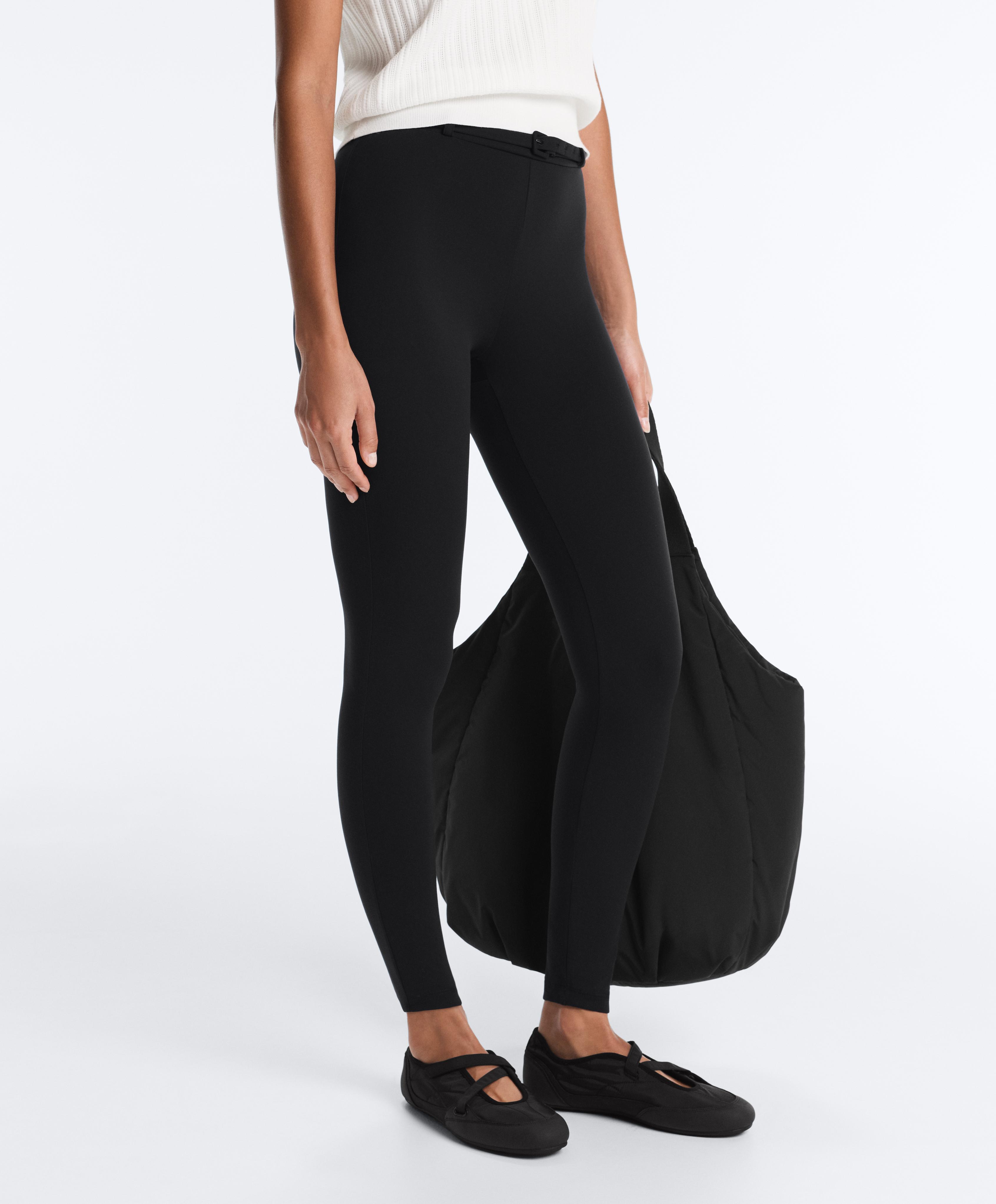 Comfortlux high-rise 65cm ankle-length leggings with belt — BLACK