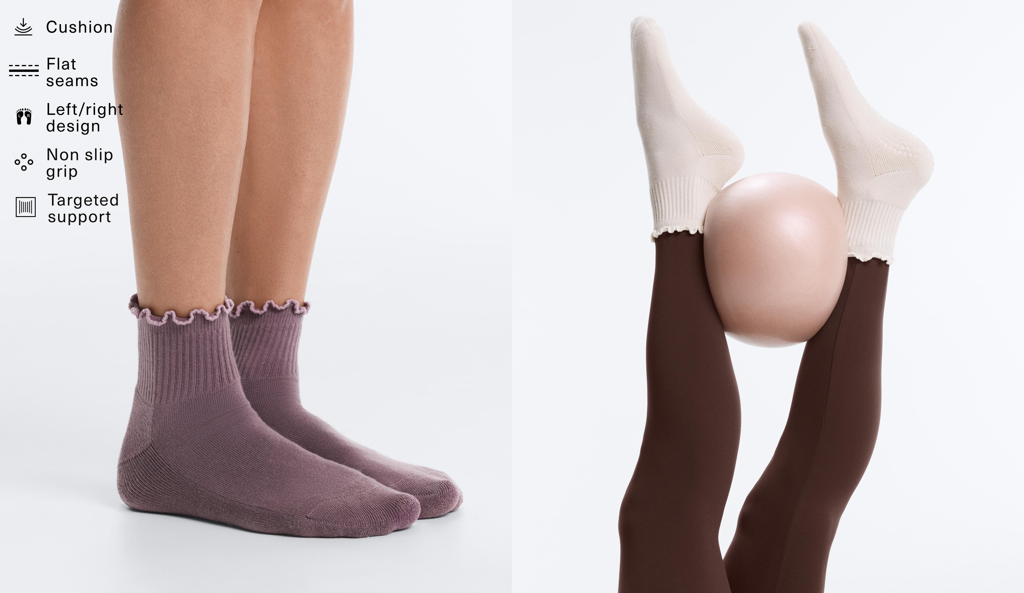 2 pairs of cotton blend quarter yoga and Pilates socks 2 pairs of cotton blend quarter yoga and Pilates socks