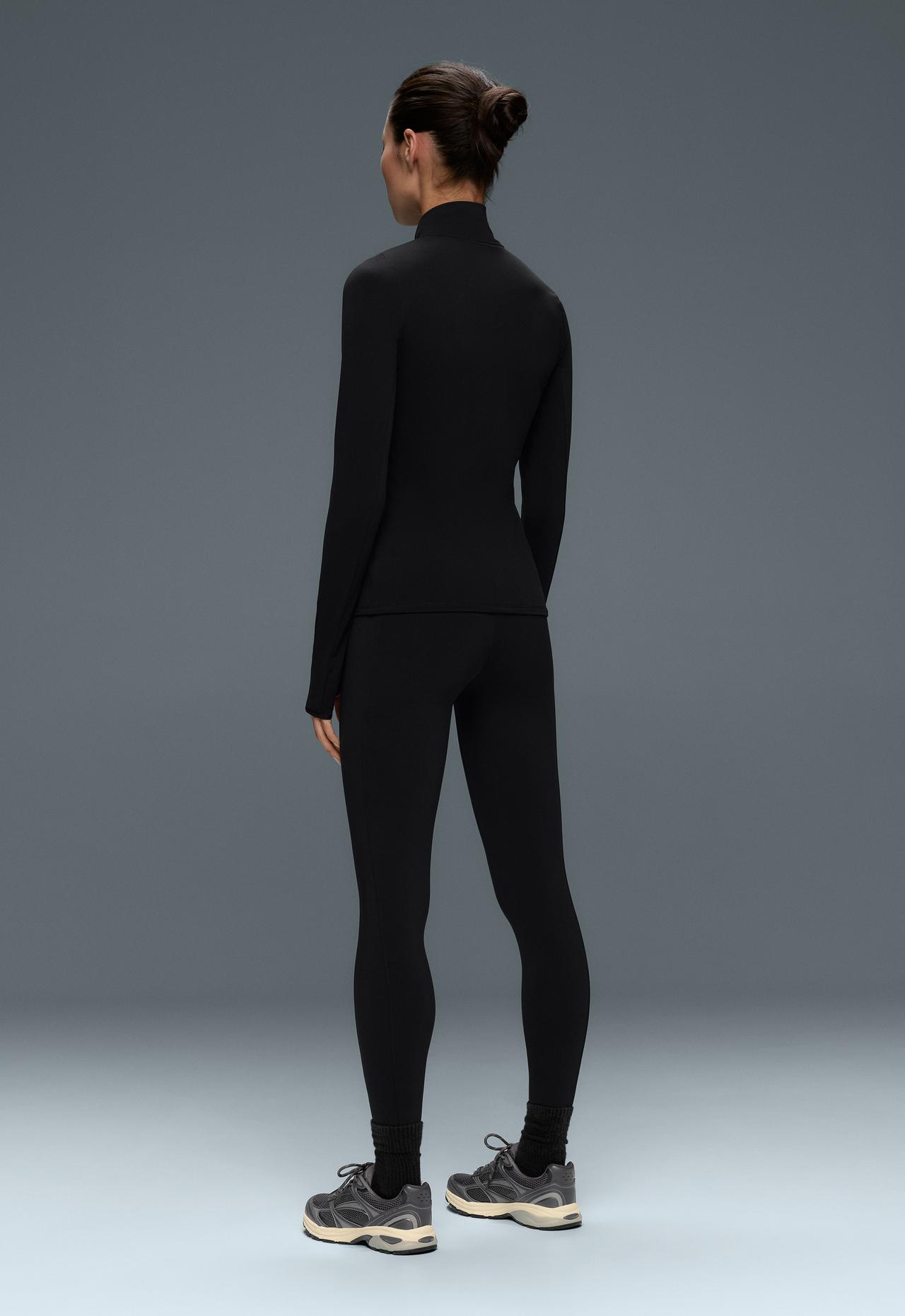 Thermal Base layer mid zip T-shirt — BLACK