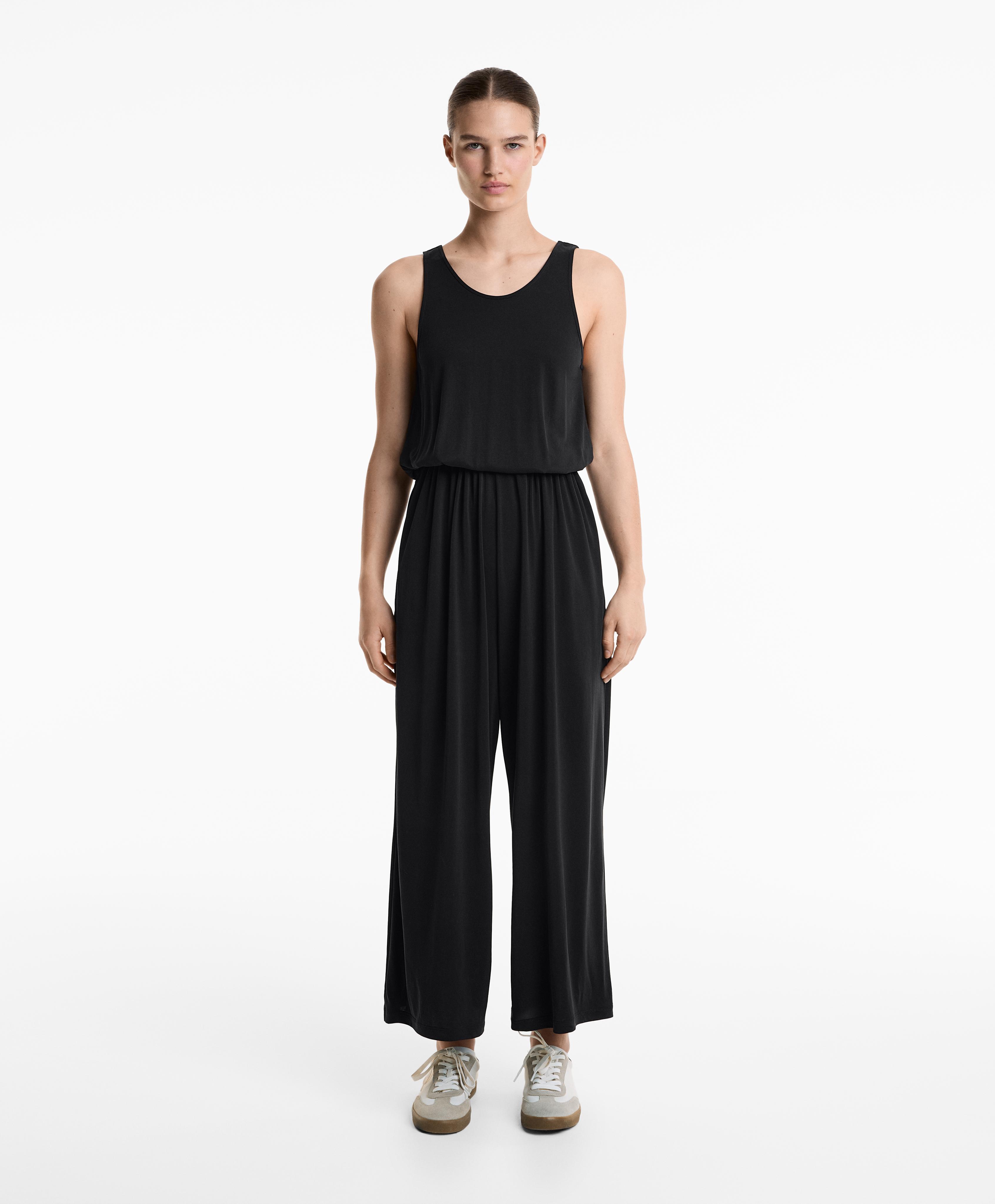 Crossover-back flowy midi jumpsuit with modal Crossover-back flowy midi jumpsuit with modal