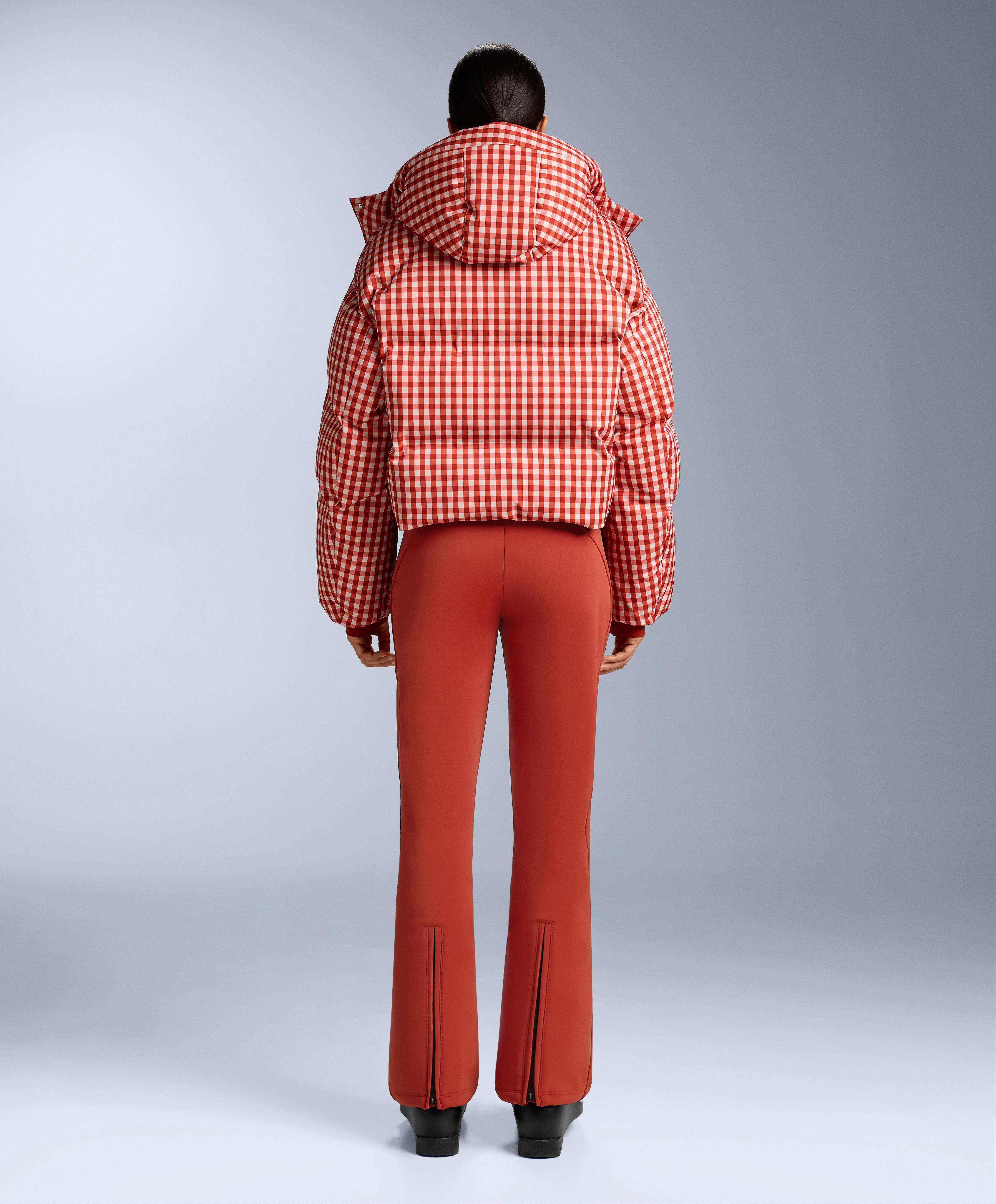Lightweight 80% down and 20% MINARDI PIUME SKI water-resistant short jacket — BRIGHT BURNT ORANGE
