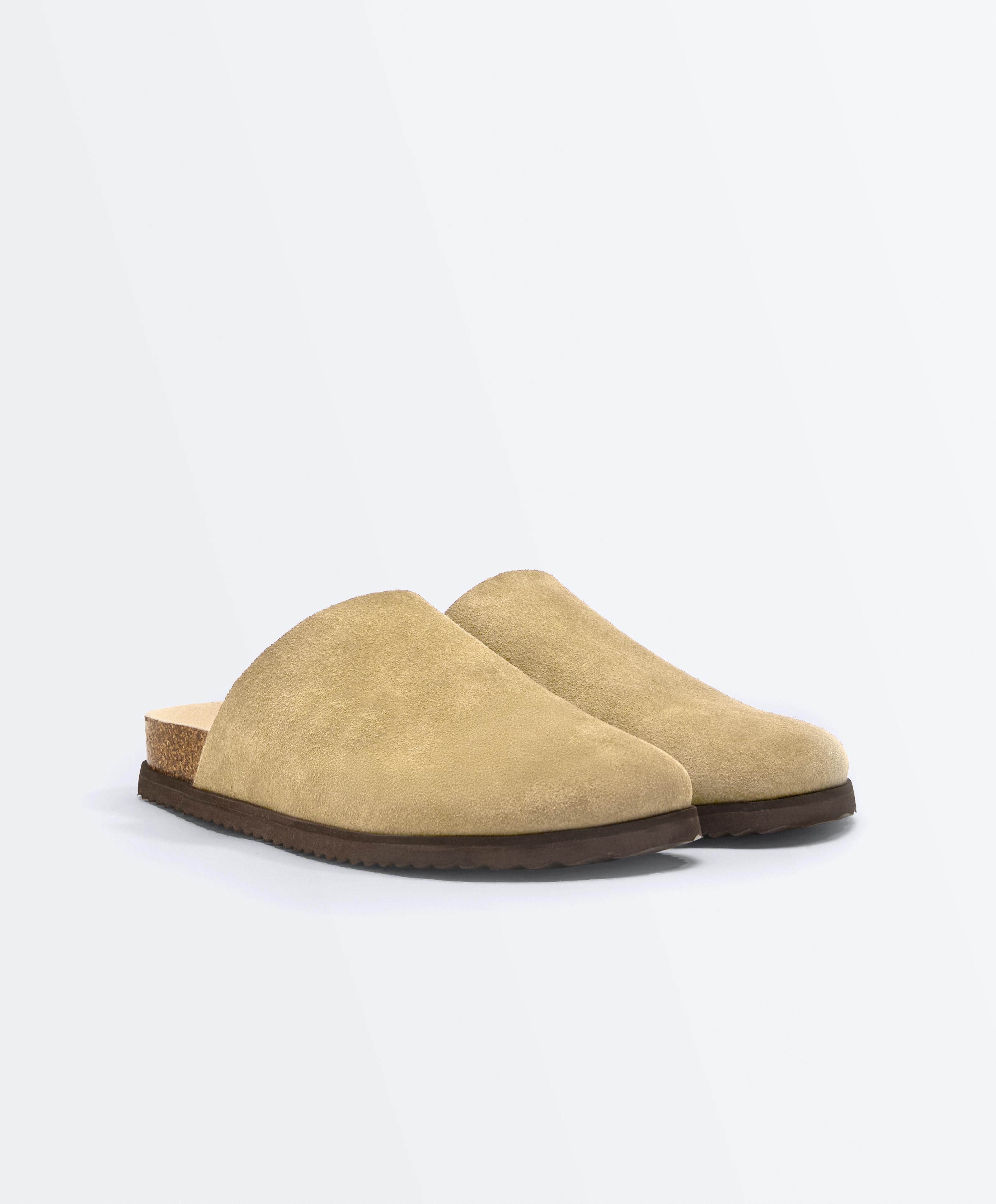 Split leather mules — SAND