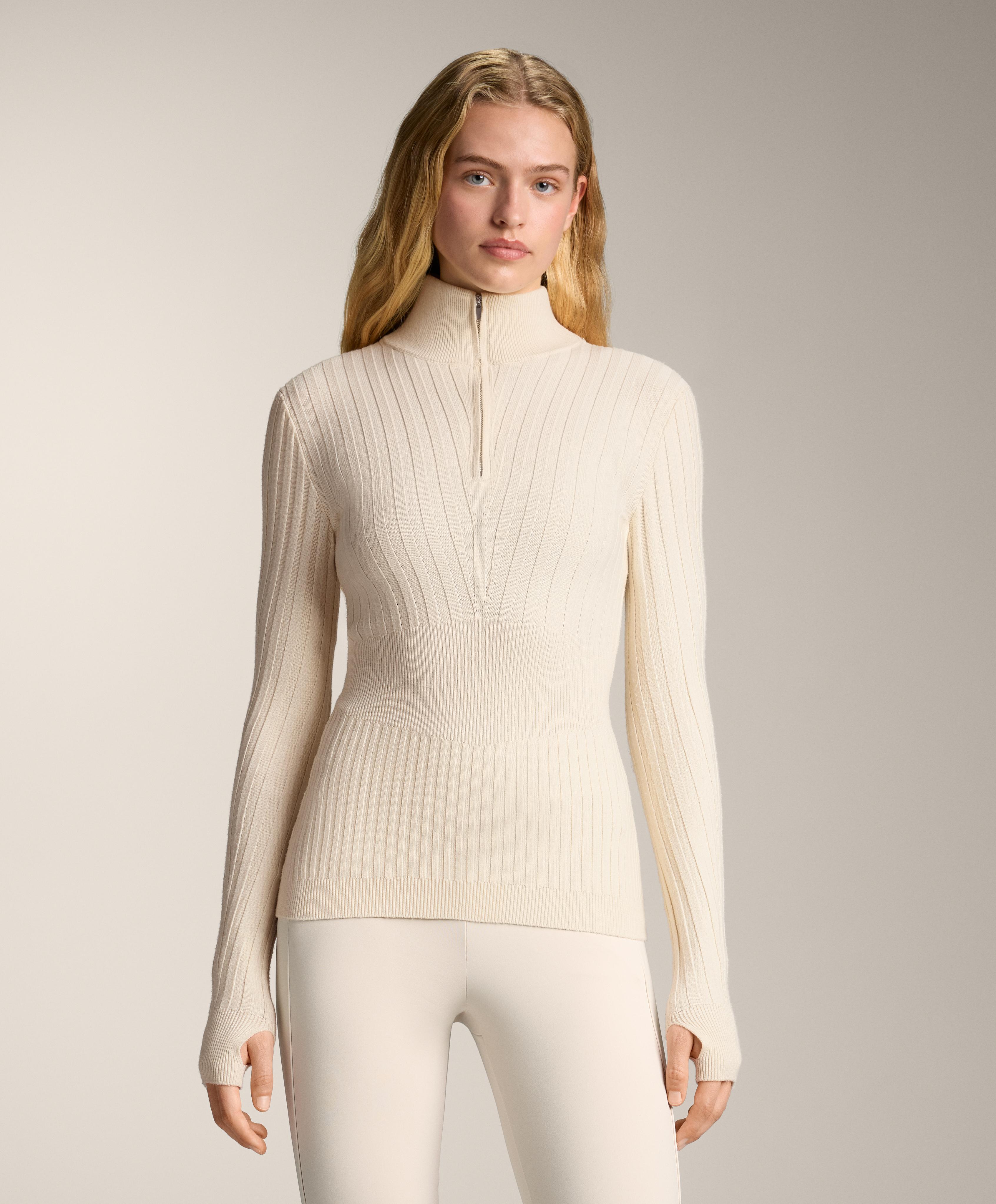 Camisola térmica base layer em malha rib com gola em bico