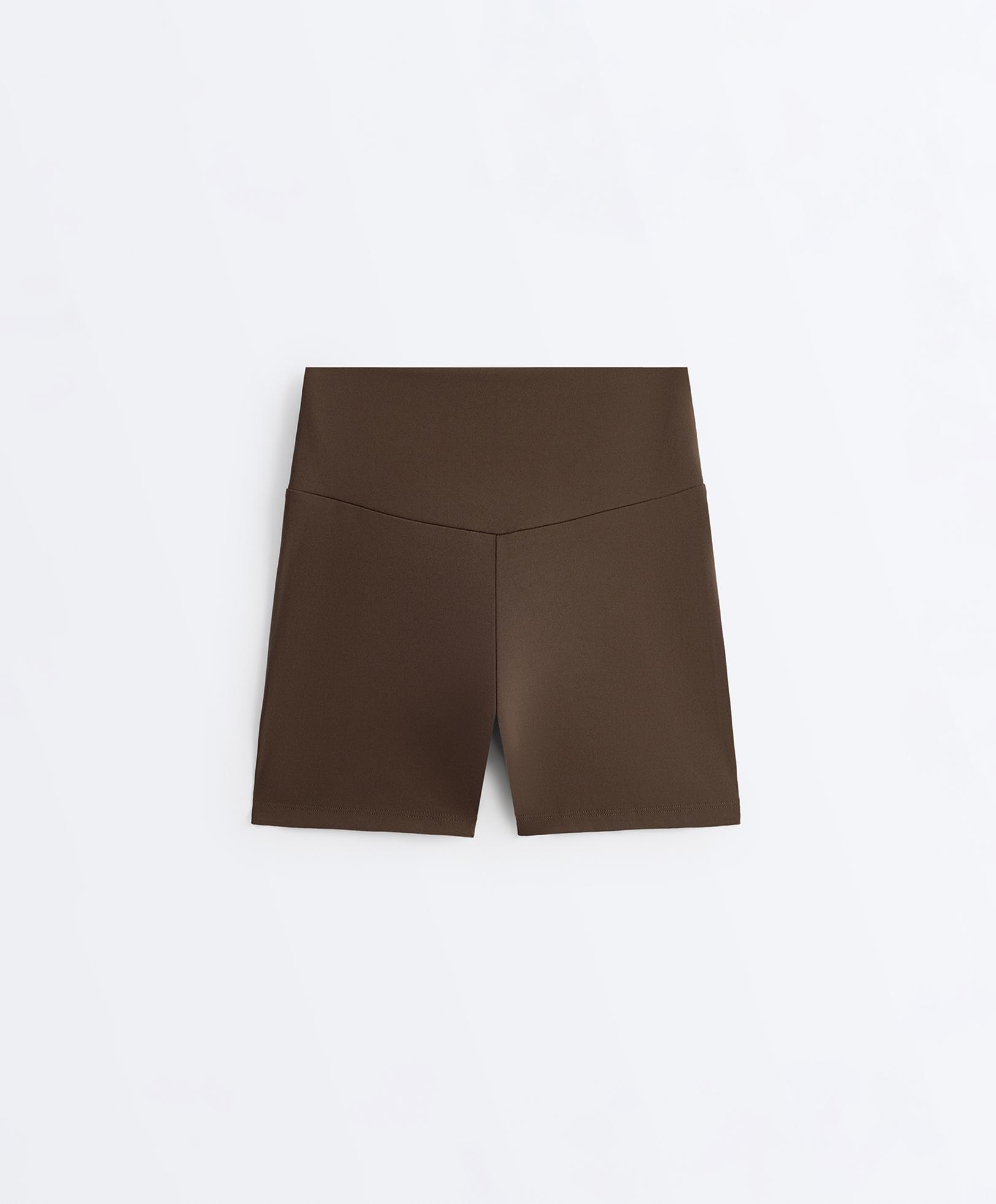 Comfortlux high-waisted 10cm hot pants — DARK BROWN