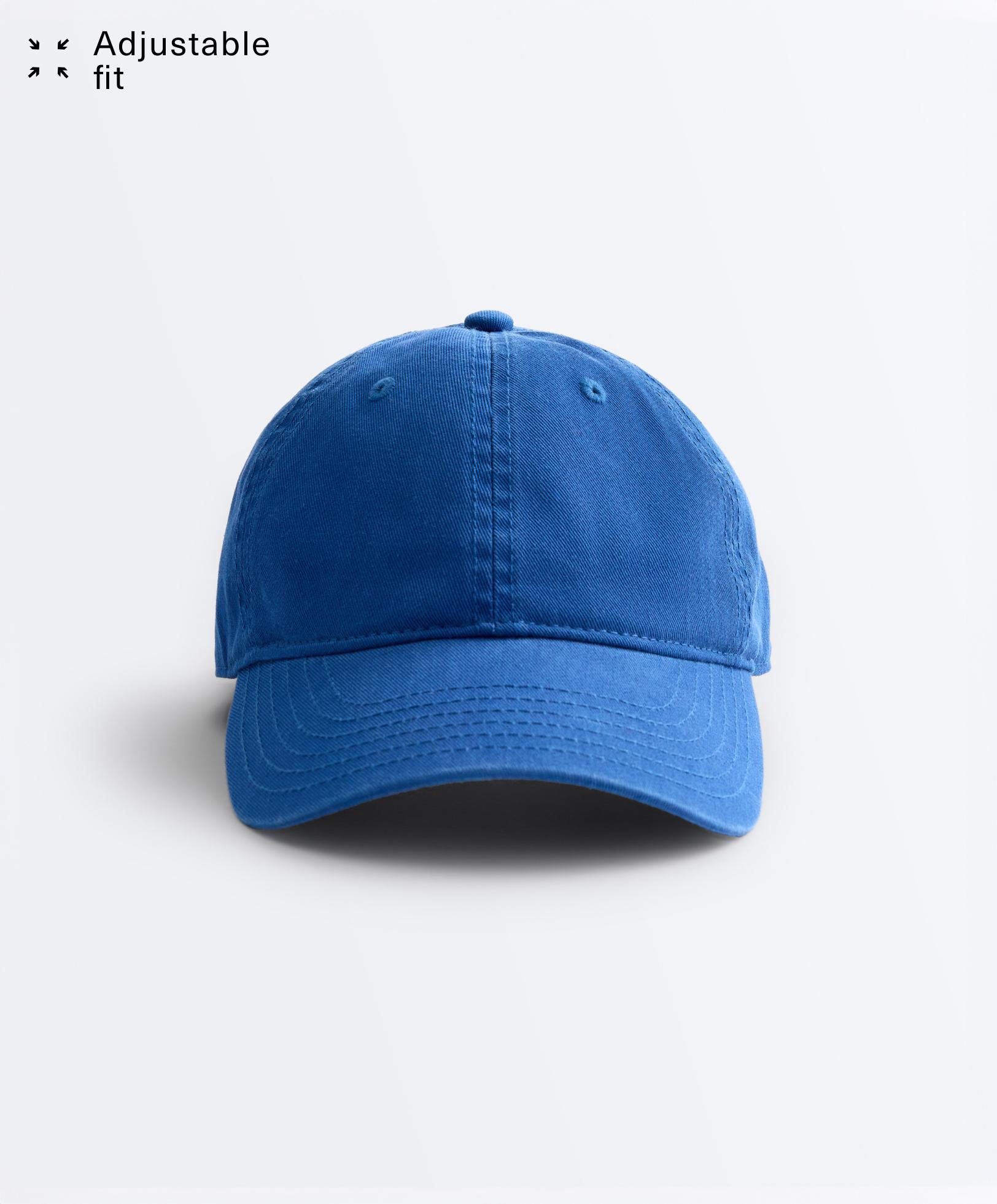 Washed-effect 100% cotton cap — COBALT