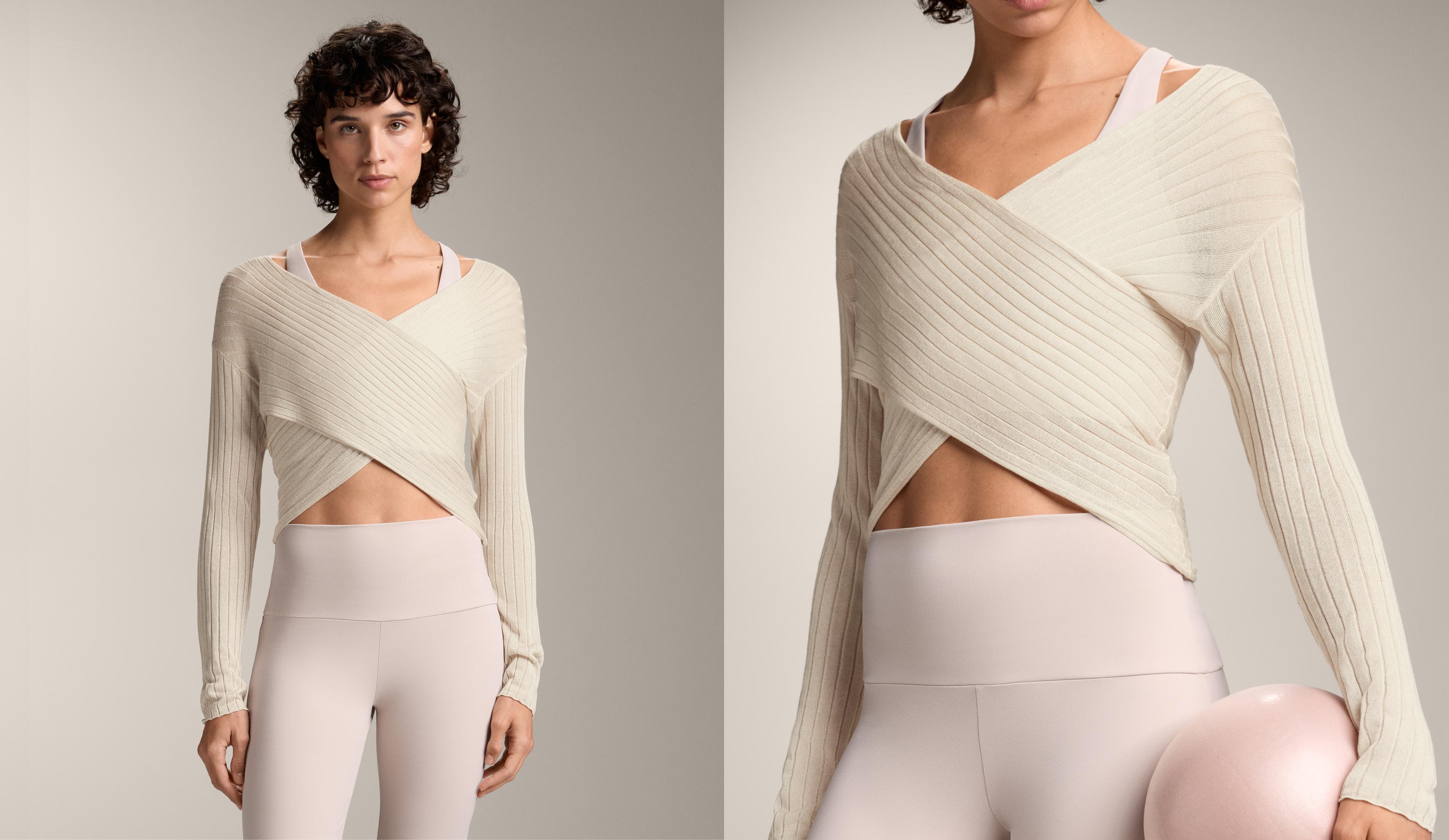 Gekreuzter Rippstrick-Pullover aus feinem, halbtransparentem Strick - Sale