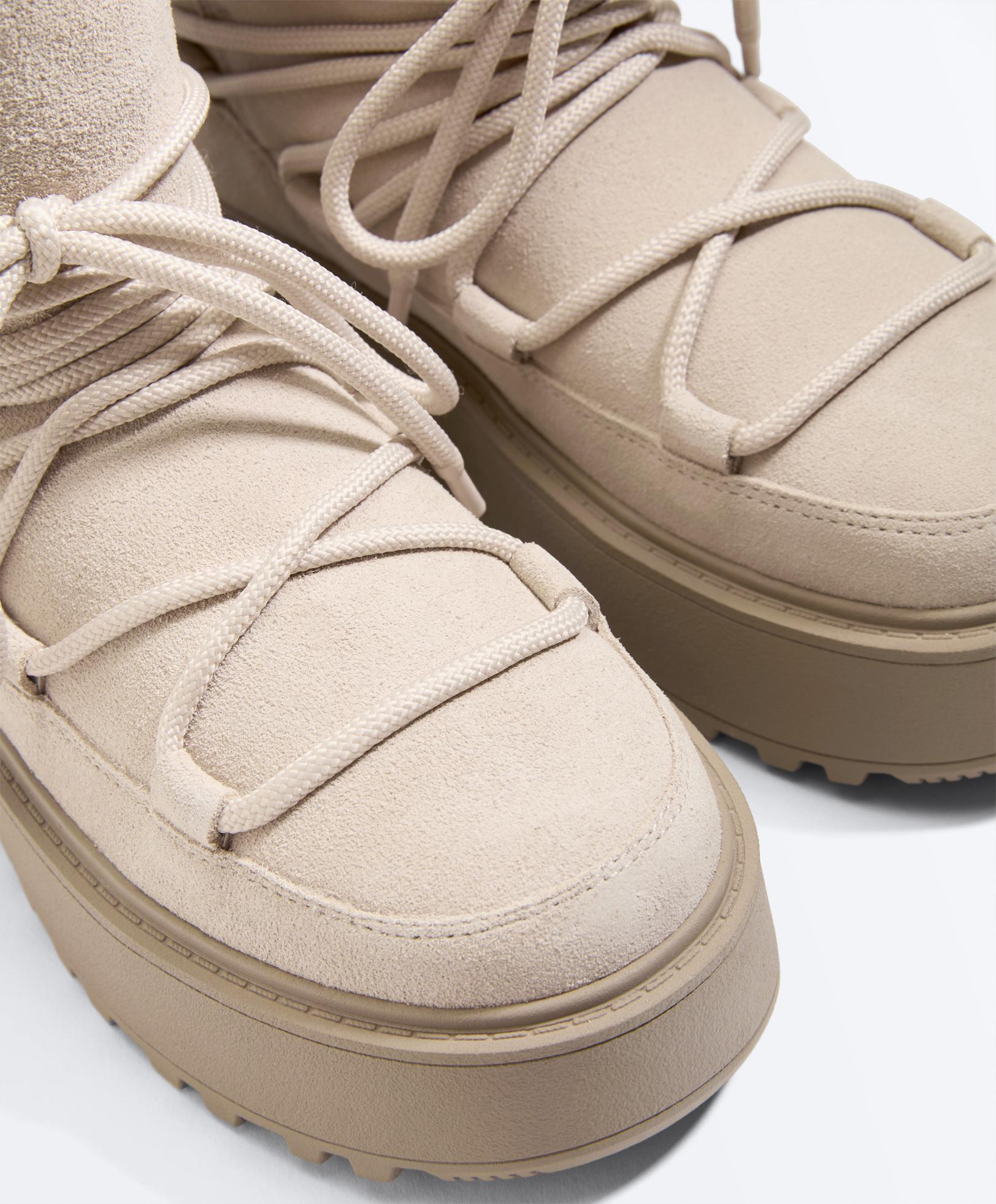 Split-leather platform boots with flap | OYSHO România