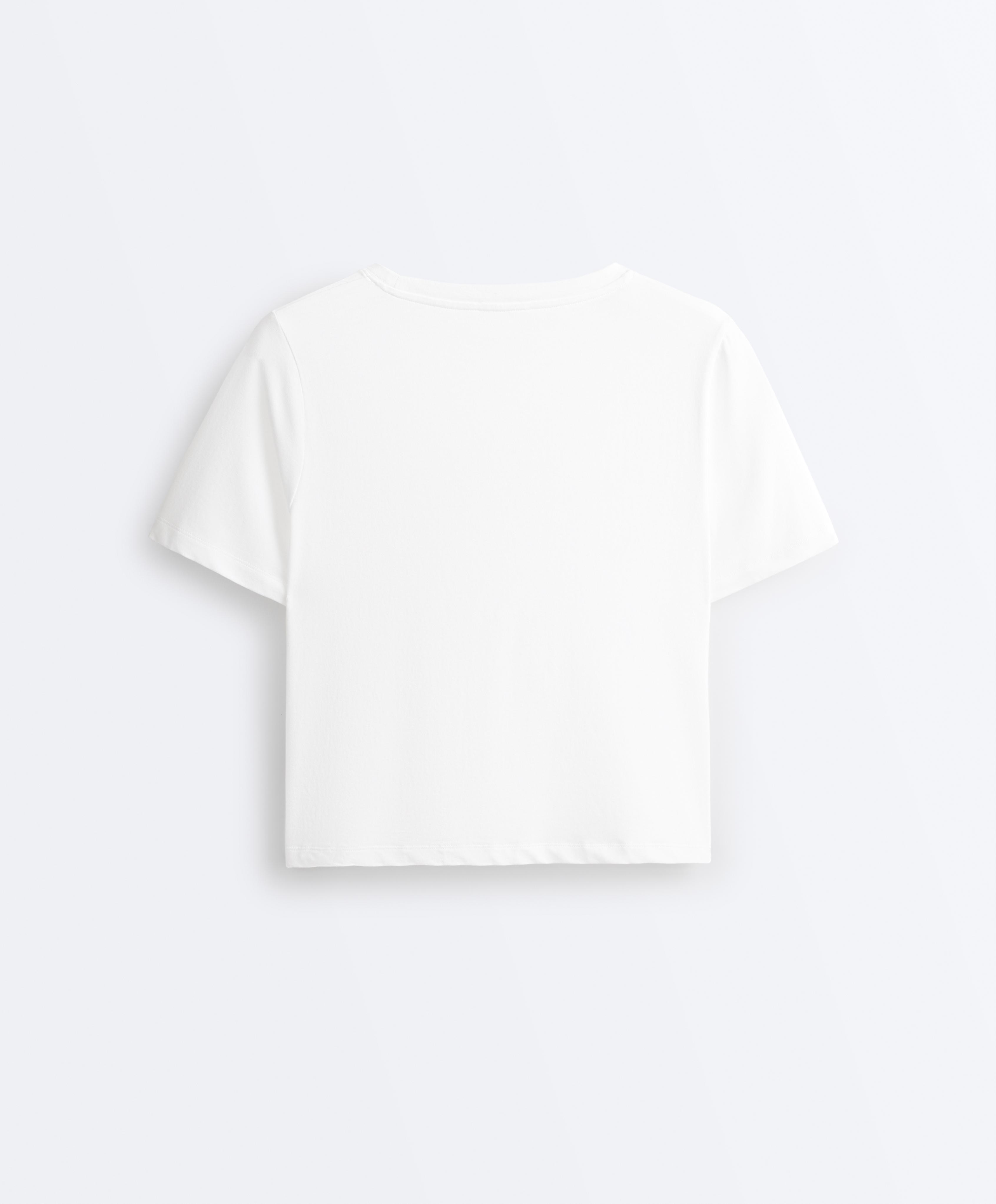 Regular-fit cotton blend slogan T-shirt — WHITE