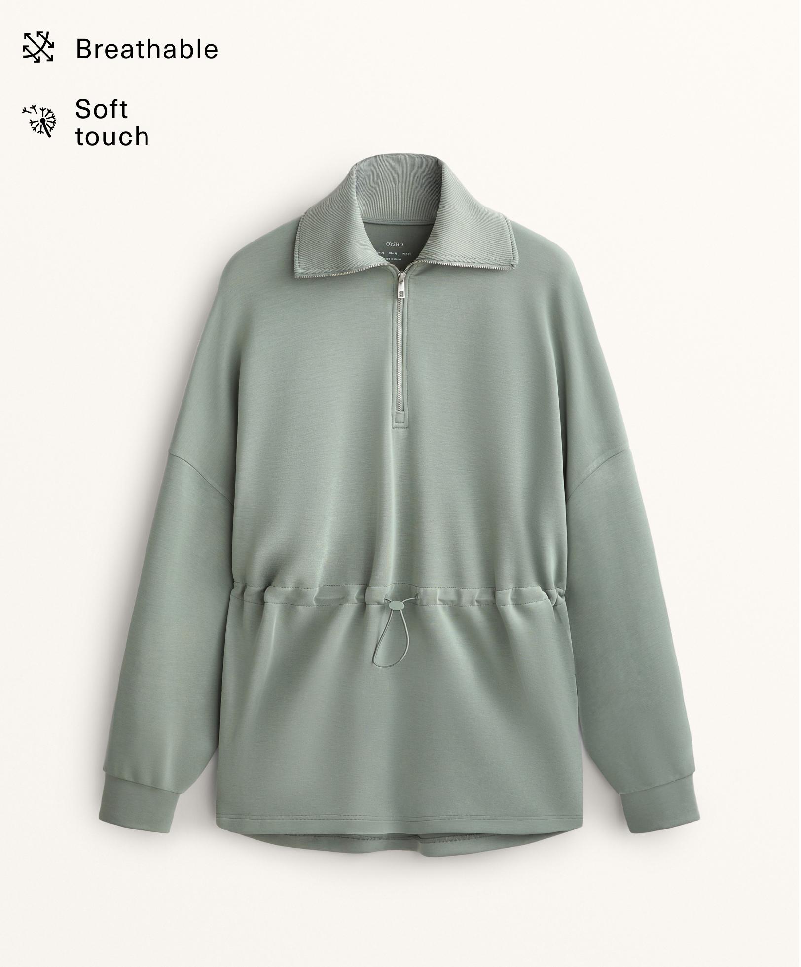 Half-zip sweatshirt with soft-touch modal