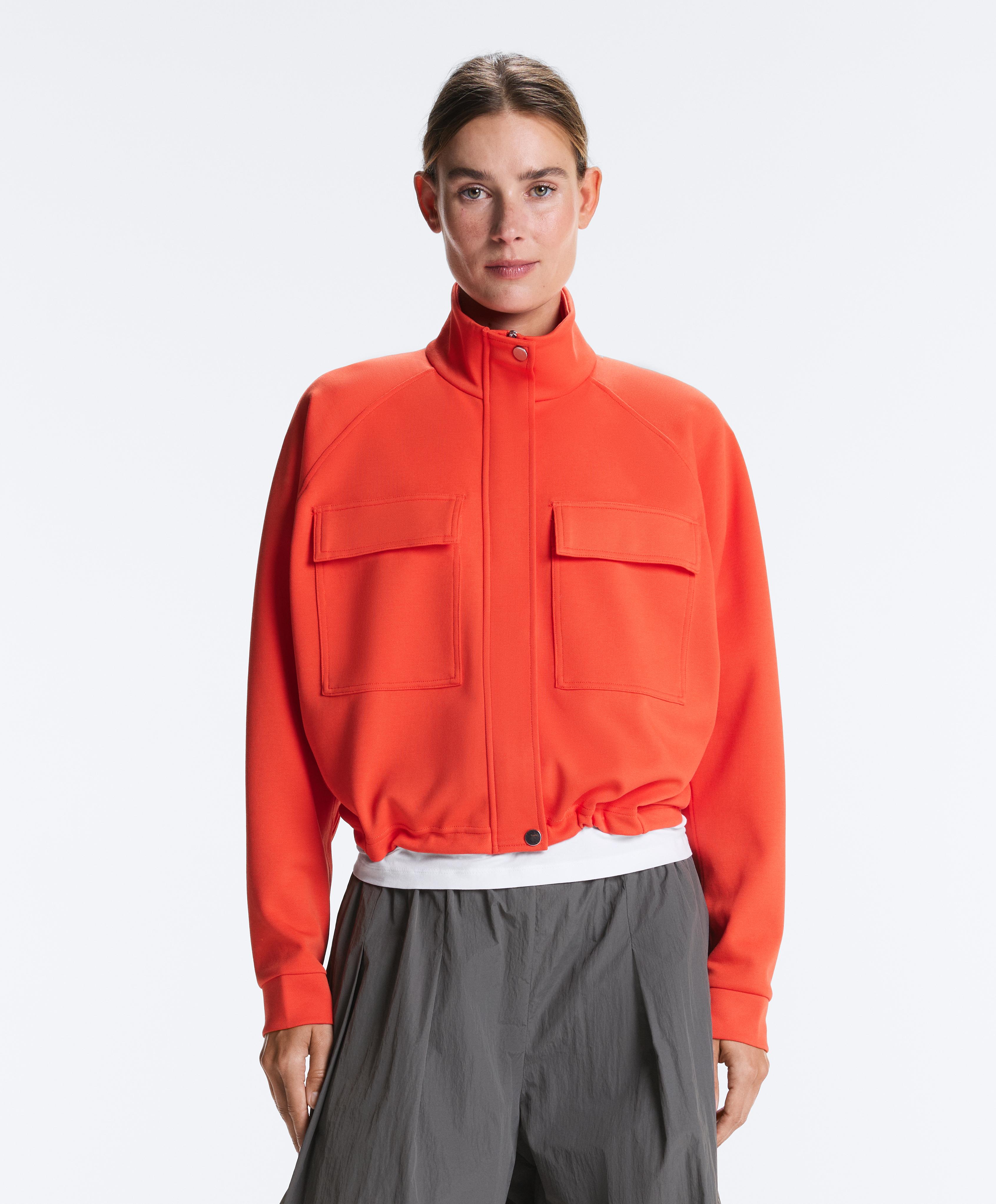 Cotton piqué pocket jacket — BRIGHT ORANGE