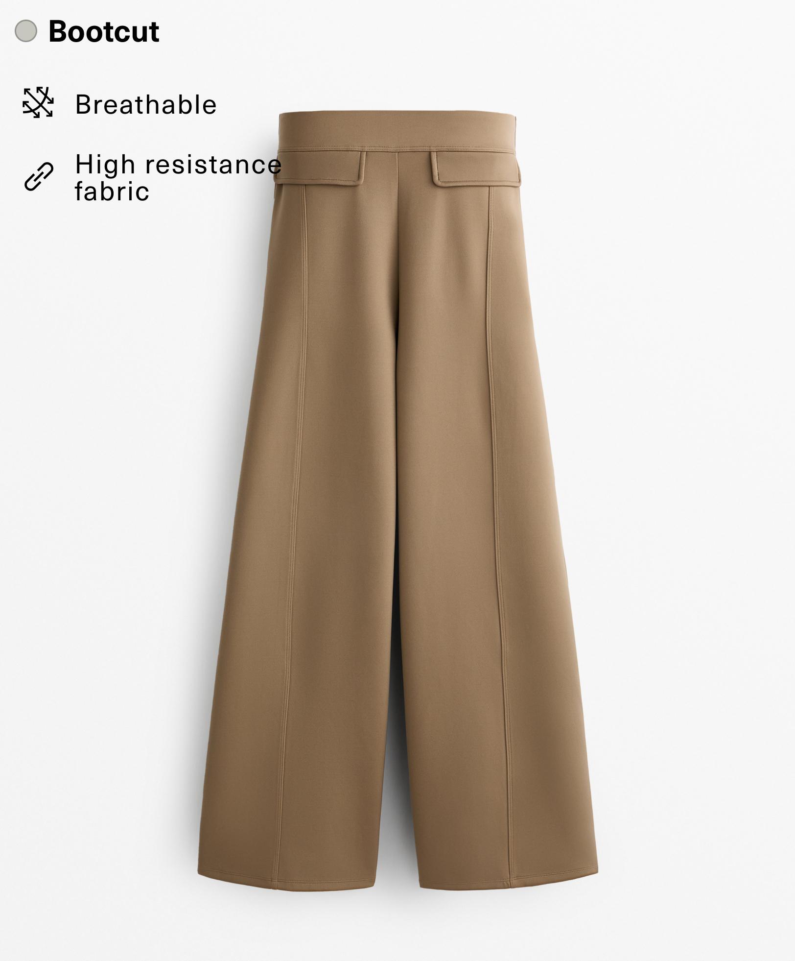 Neoprene-effect bootcut trousers