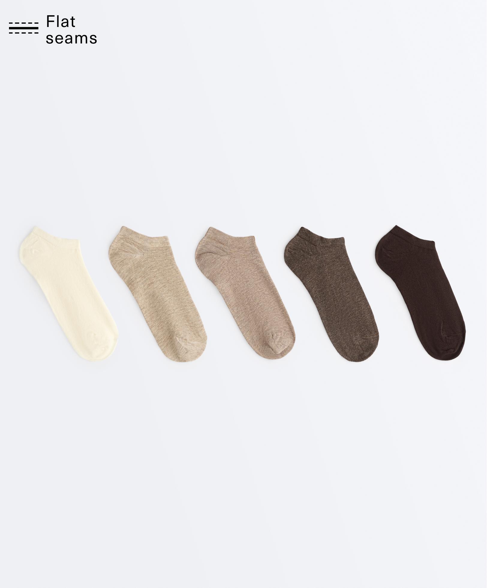 5 pairs of cotton-blend sneaker socks — SAND MELANGE