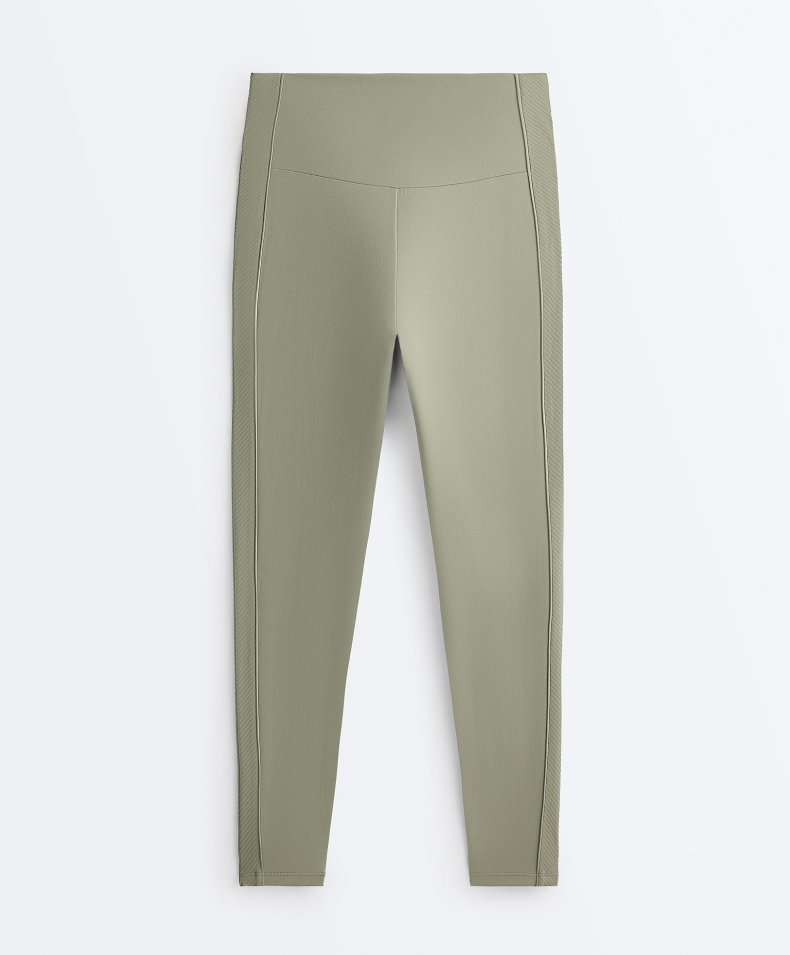 Comfortlux high-rise rib ankle-length leggings — PALE GREEN