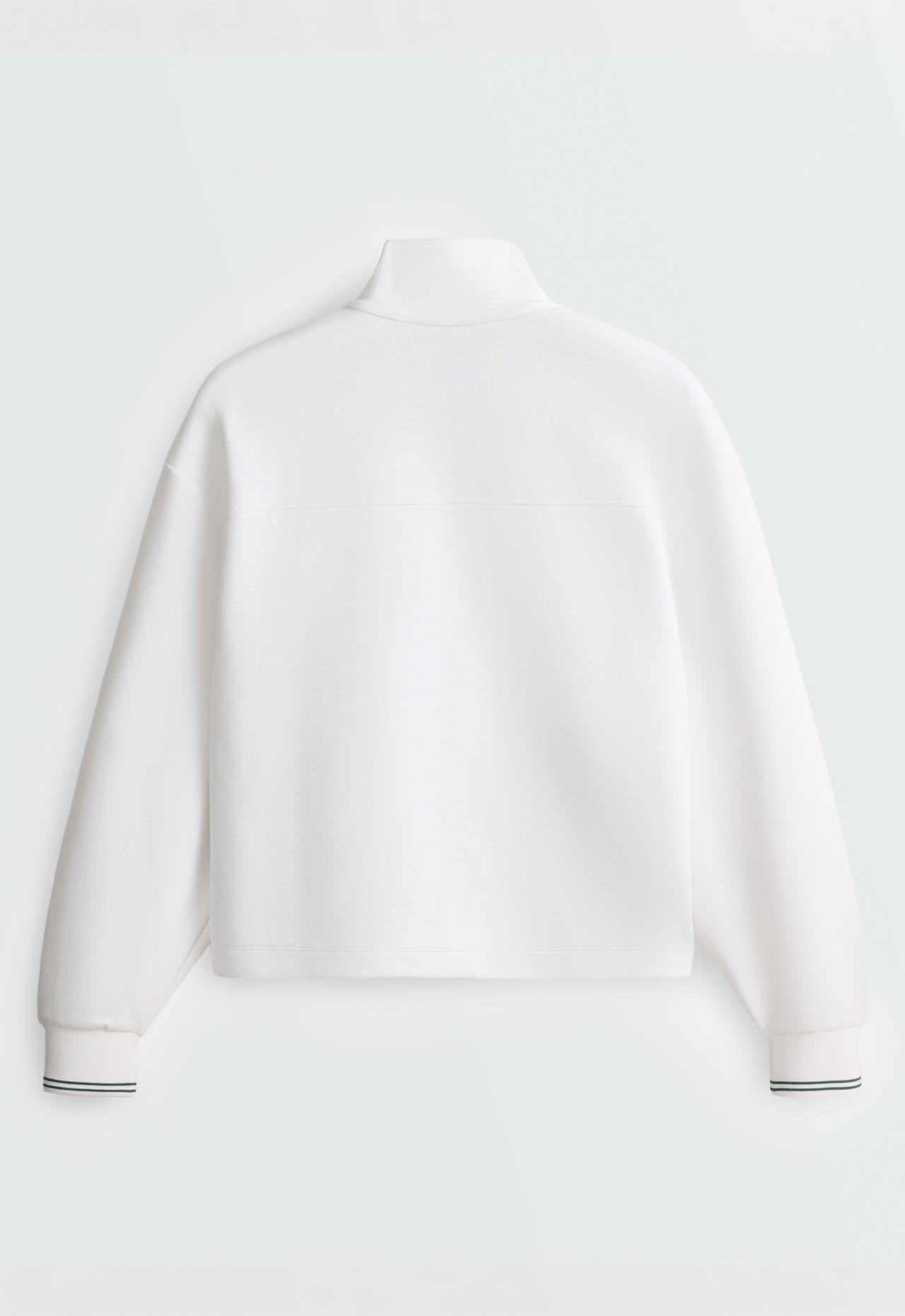 Cotton piqué jacket with piping — WHITE