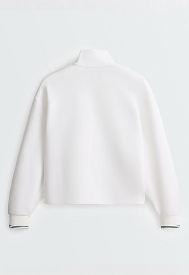 Cotton piqué jacket with piping — WHITE  8