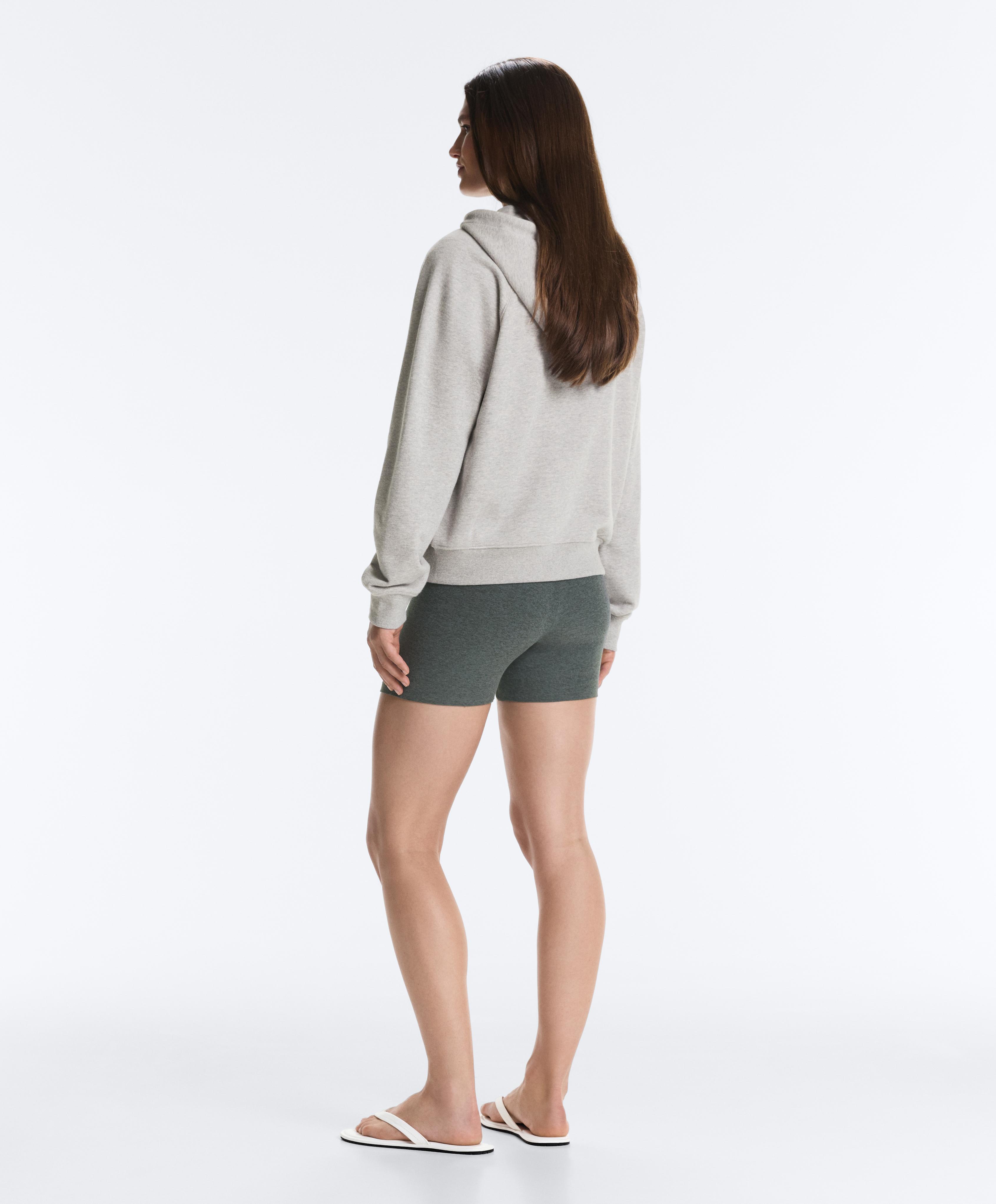 Zip-up fleece hoodie — MID-GREY MELANGE
