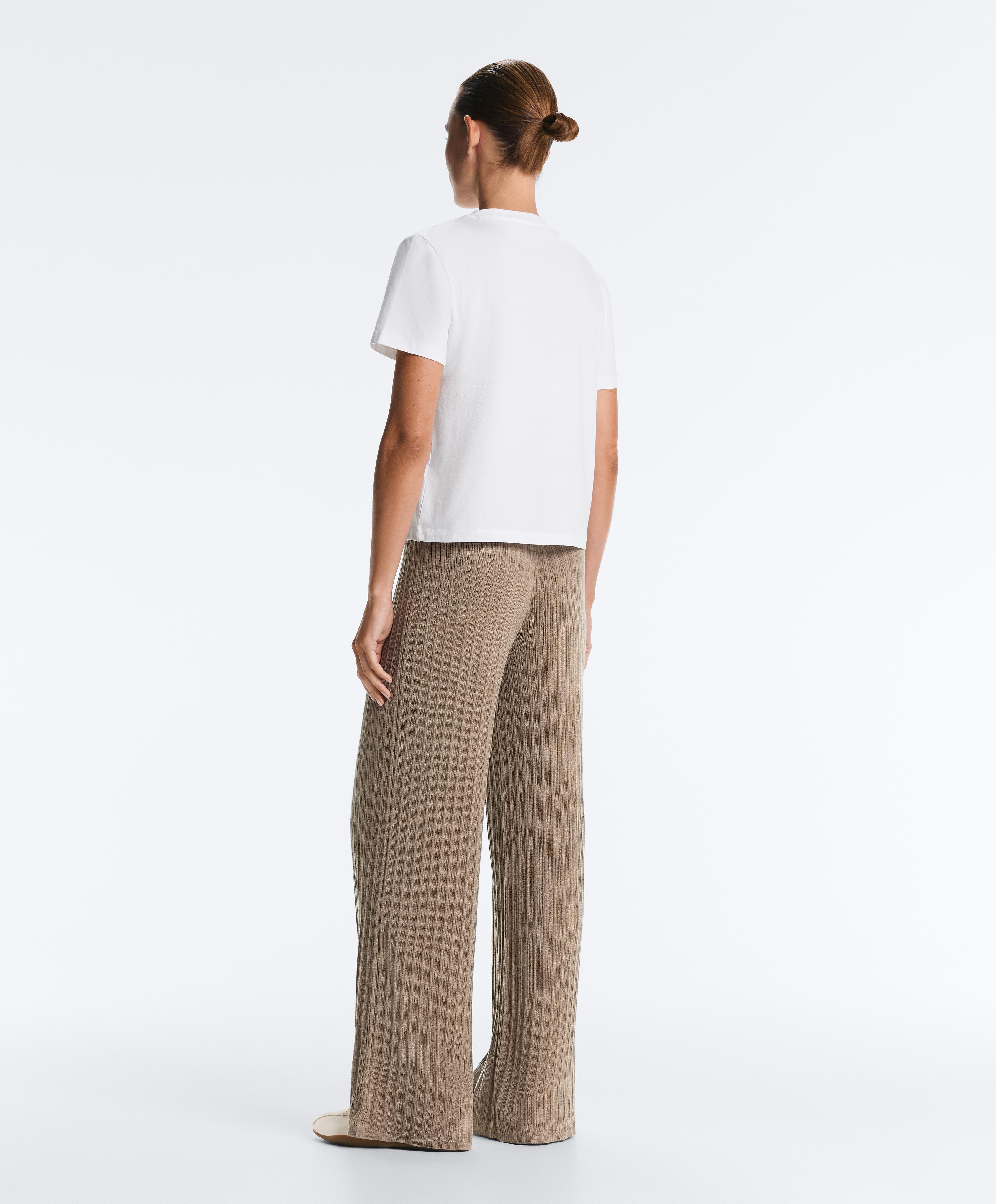 Rib-knit straight-leg trousers — DARK TAUPE