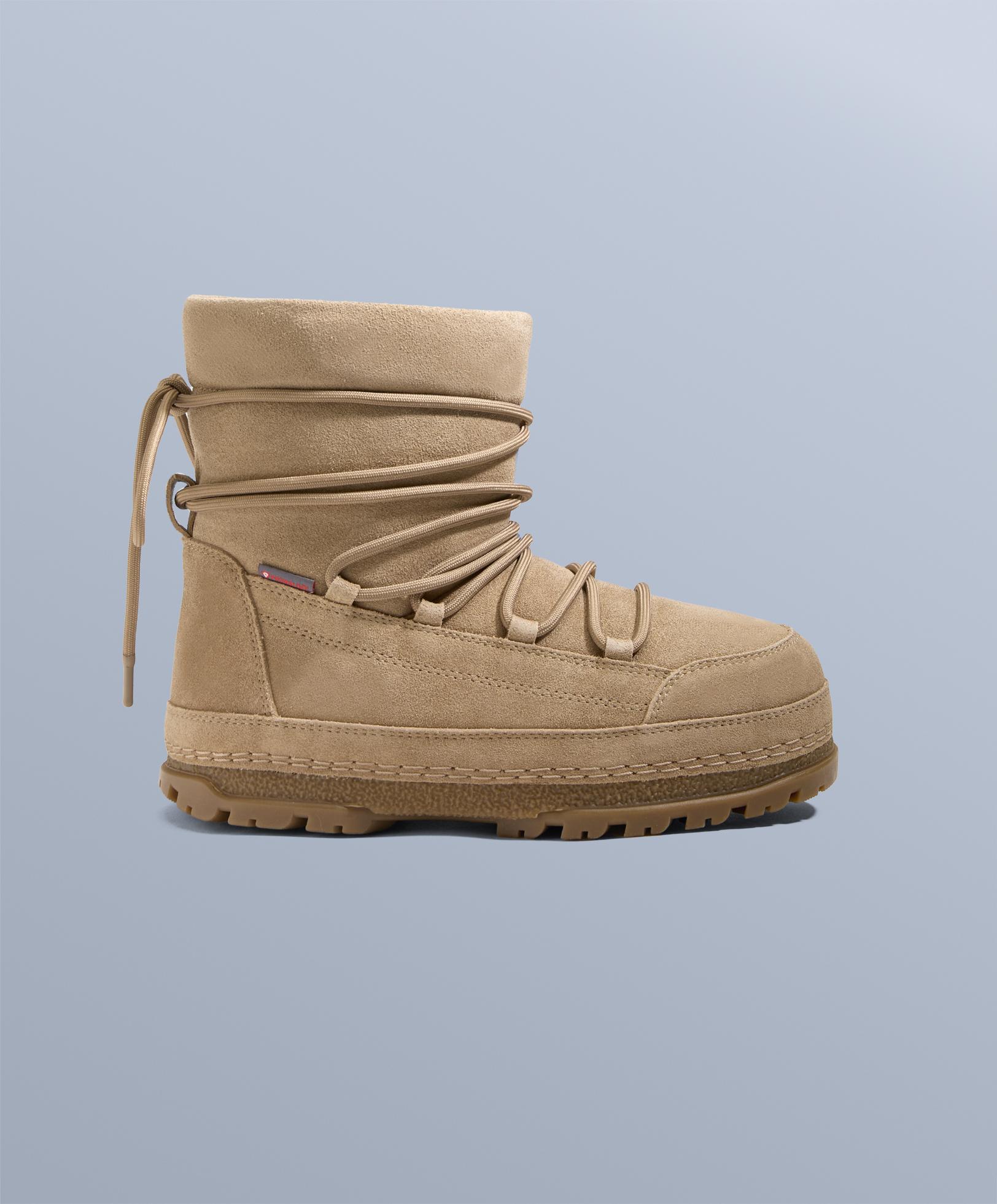 Technical split-leather lace-up boots