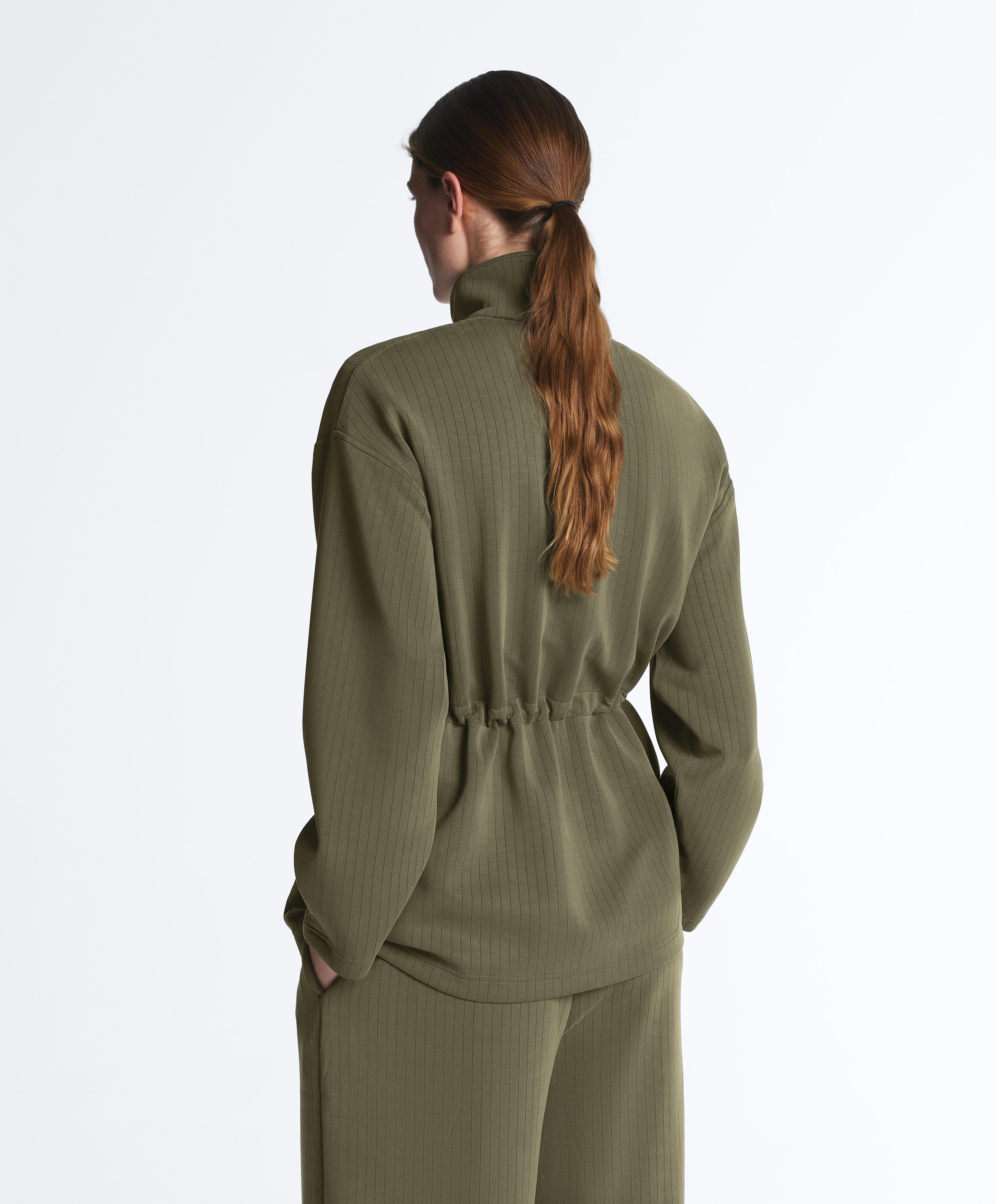 Long Utility jacket with soft-touch modal — KHAKI