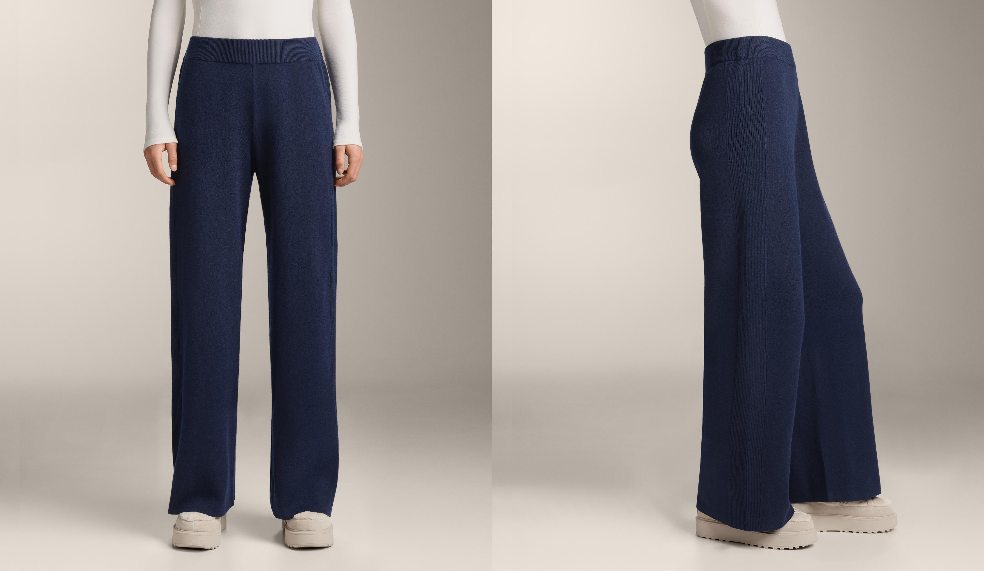 Прямые брюки с боковой вязкой в рубчик